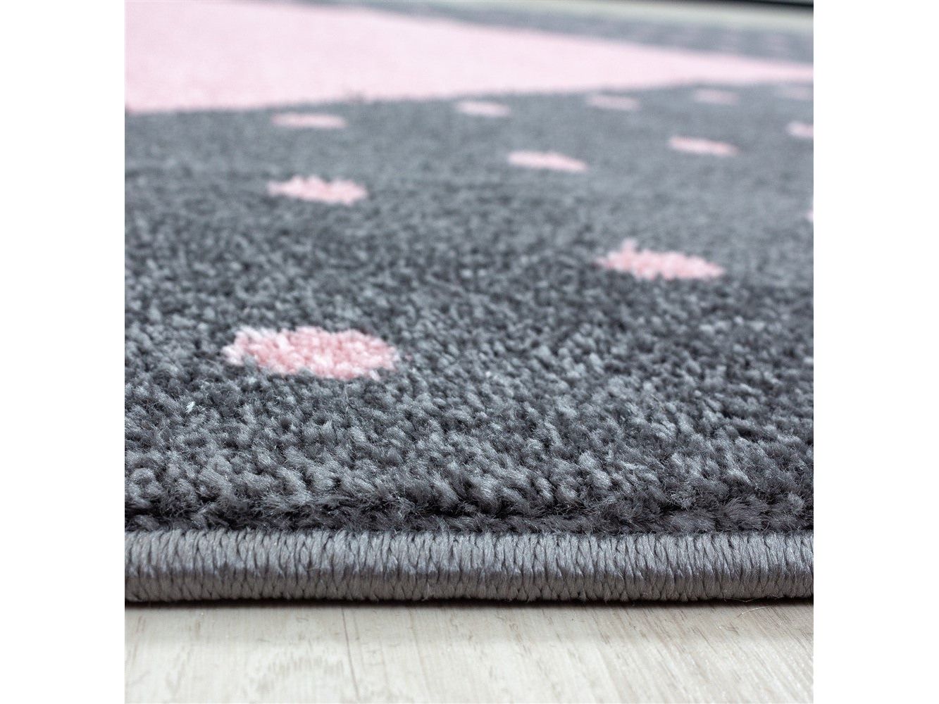 Kinderteppich Baby Teppich Kinderzimmer Herz Motiv Pink Grau Farben