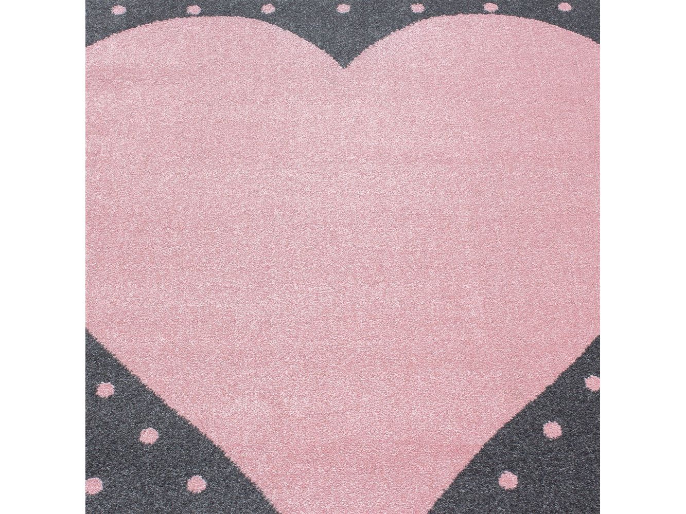 Kinderteppich Baby Teppich Kinderzimmer Herz Motiv Pink Grau Farben