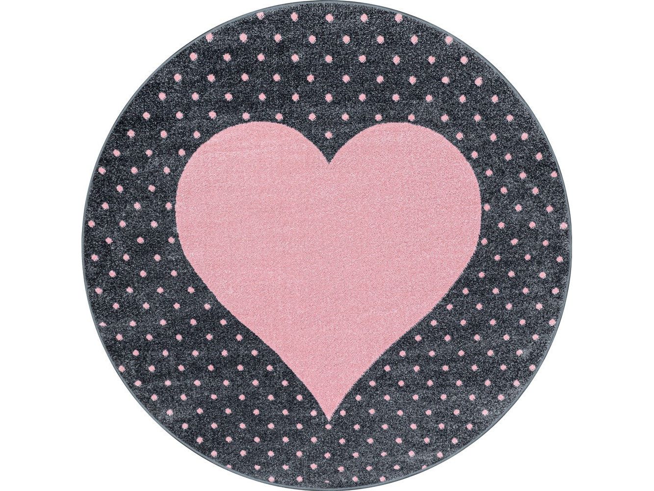 Kinderteppich Baby Teppich Kinderzimmer Herz Motiv Pink Grau Farben