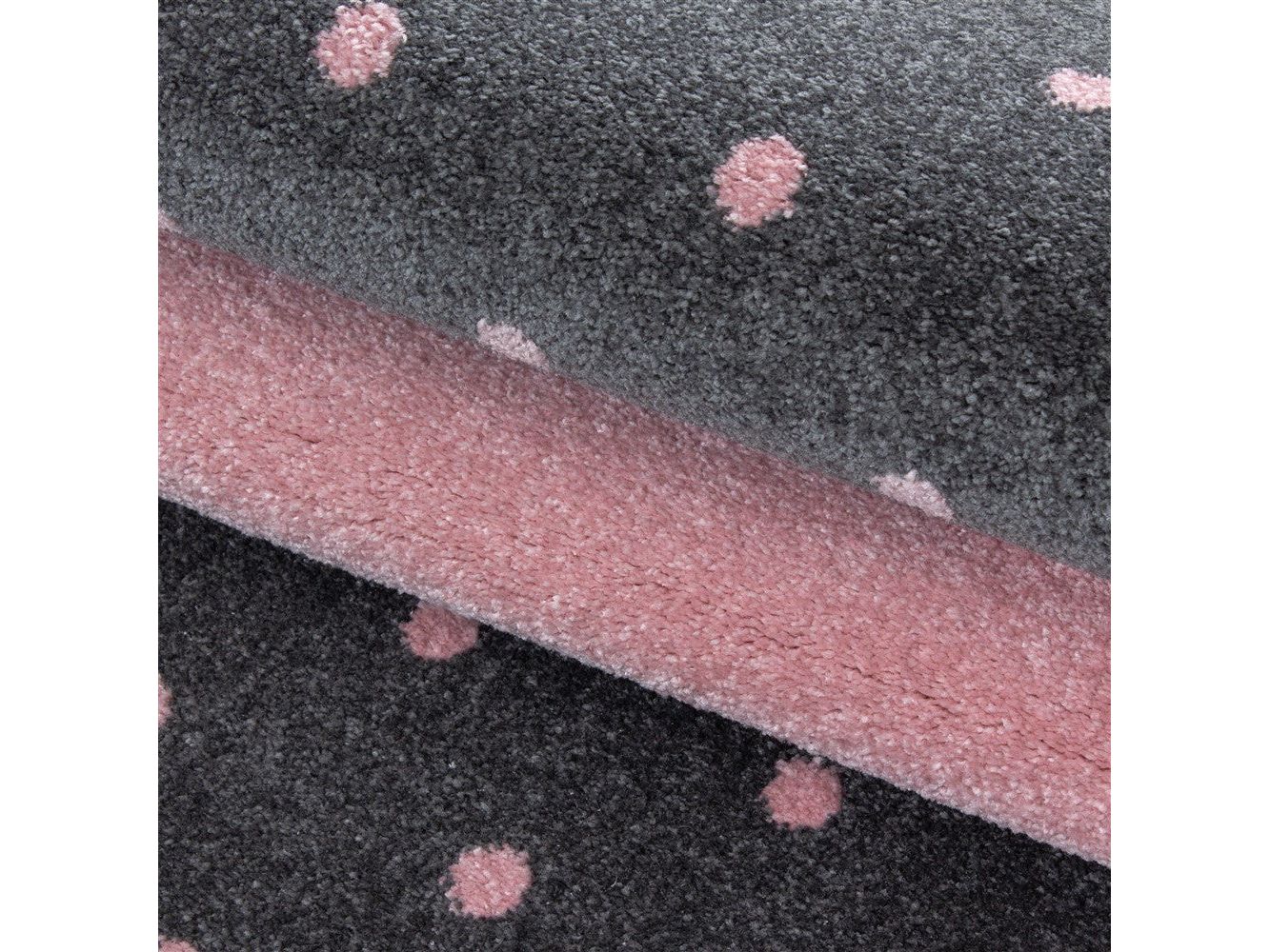 Kinderteppich Baby Teppich Kinderzimmer Herz Motiv Pink Grau Farben