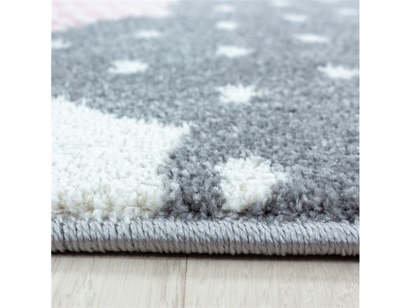 Kinderteppich Baby Teppich Kinderzimmer Wolken-Motiv Pink Grau Weiß Farben