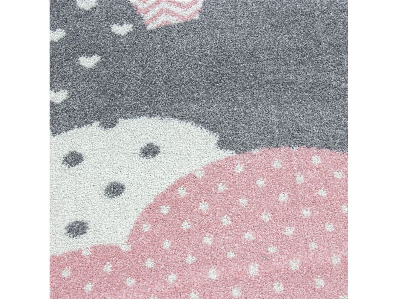 Kinderteppich Baby Teppich Kinderzimmer Wolken-Motiv Pink Grau Weiß Farben