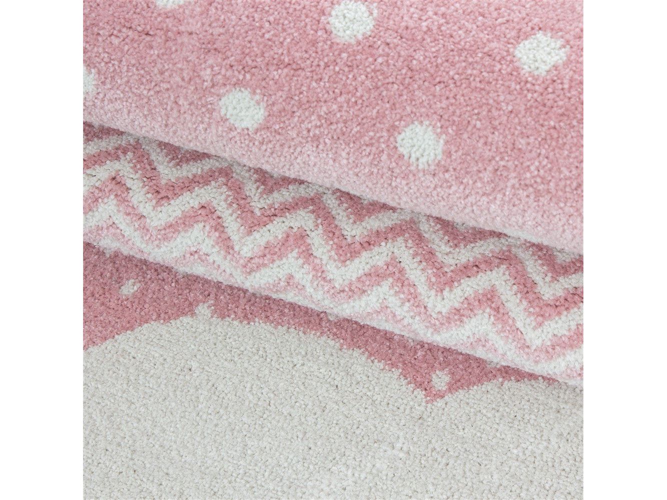 Kinderteppich Baby Teppich Kinderzimmer Wolken-Motiv Pink Grau Weiß Farben