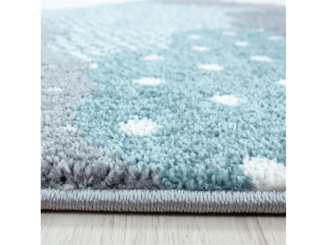 Kinderteppich Baby Teppich Kinderzimmer Wolken-Motiv Blau Grau Weiß Farben