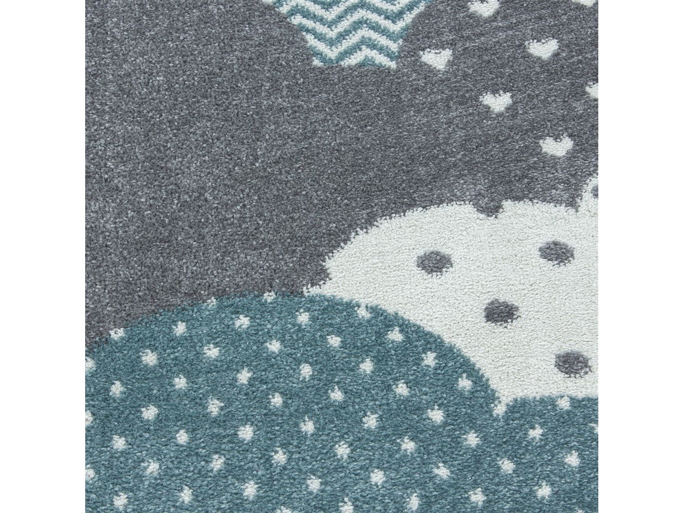 Kinderteppich Baby Teppich Kinderzimmer Wolken-Motiv Blau Grau Weiß Farben