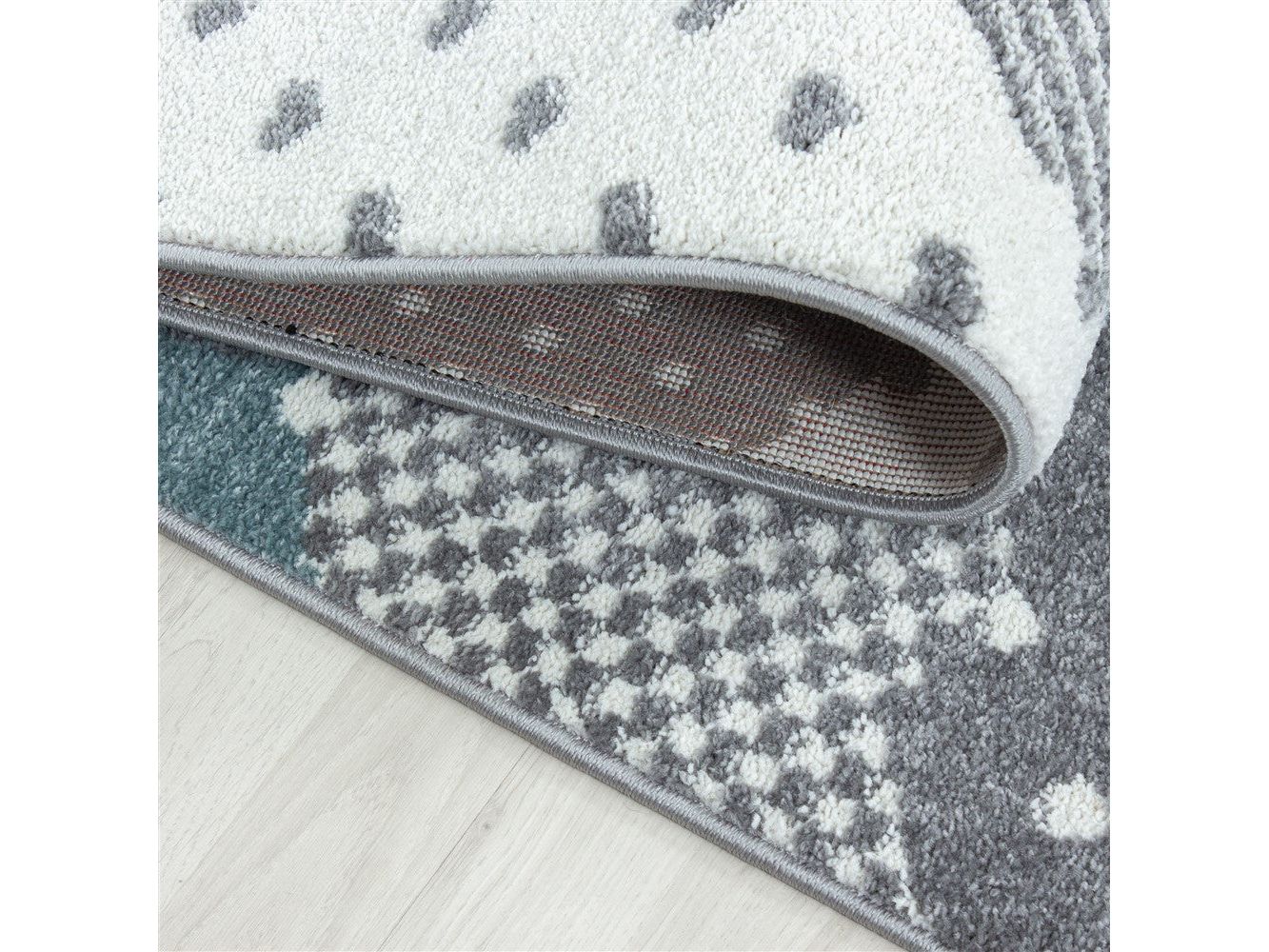 Kinderteppich Baby Teppich Kinderzimmer Wolken-Motiv Blau Grau Weiß Farben