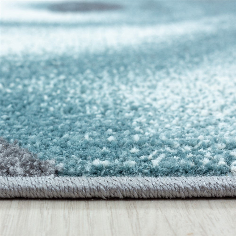 Kinderteppich Kinderzimmer süßes Bärenmotiv Blau Grau Weiß Farben