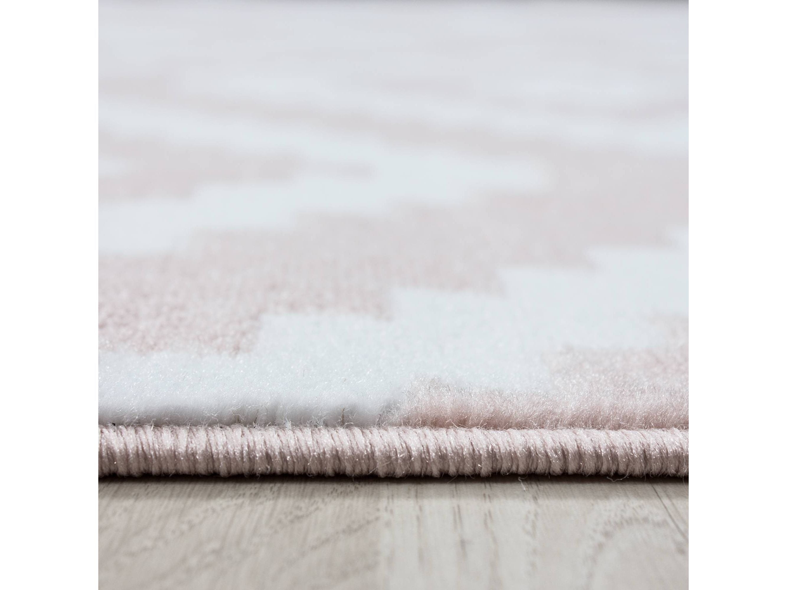 Moderner Wohnzimmer Elegance designer Teppich Kurzflor Puderrosa Weiß