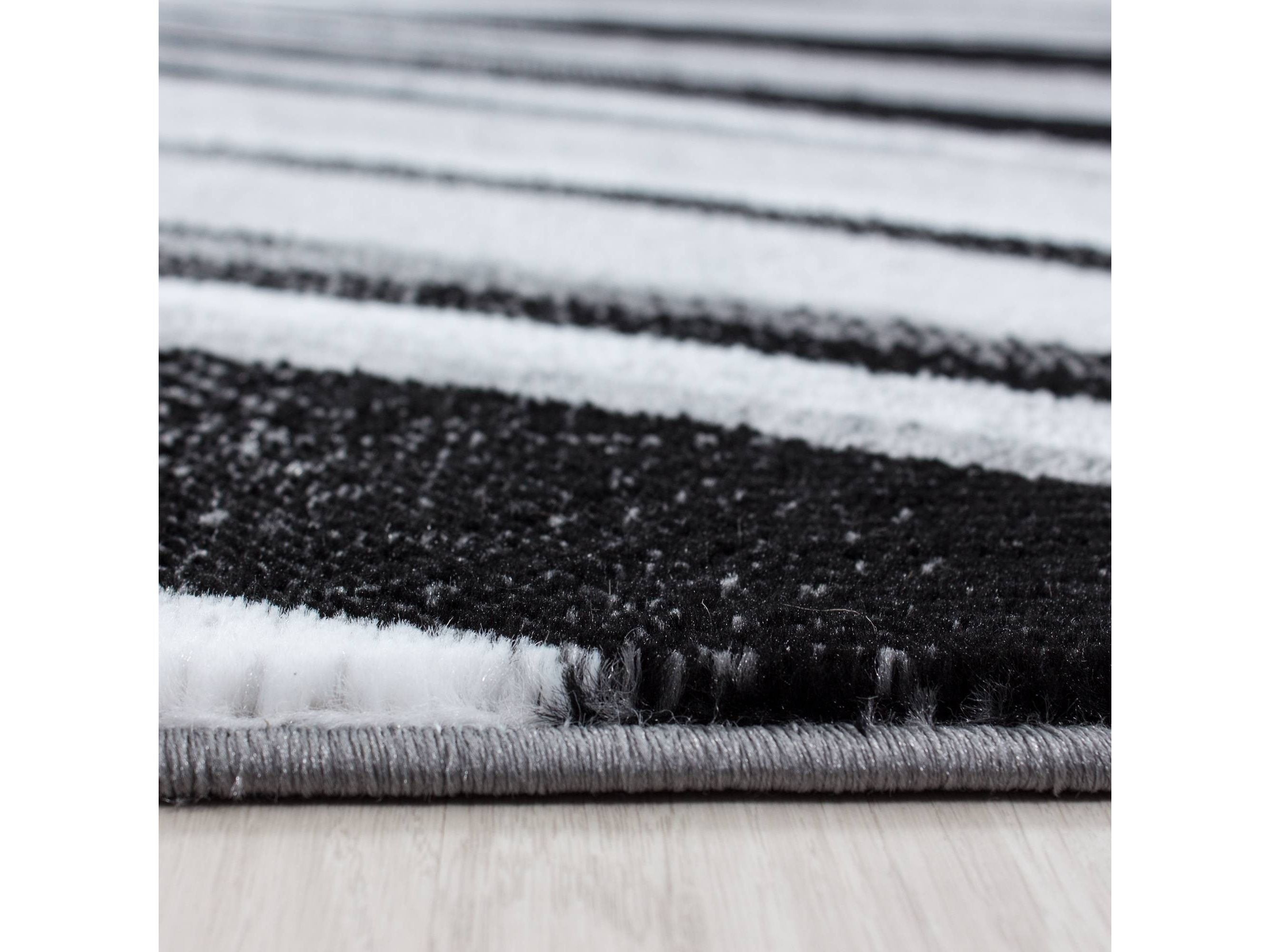 Teppich Modern Designer Geometrisch Wellen Optik Meliert Schwarz Grau Weiss