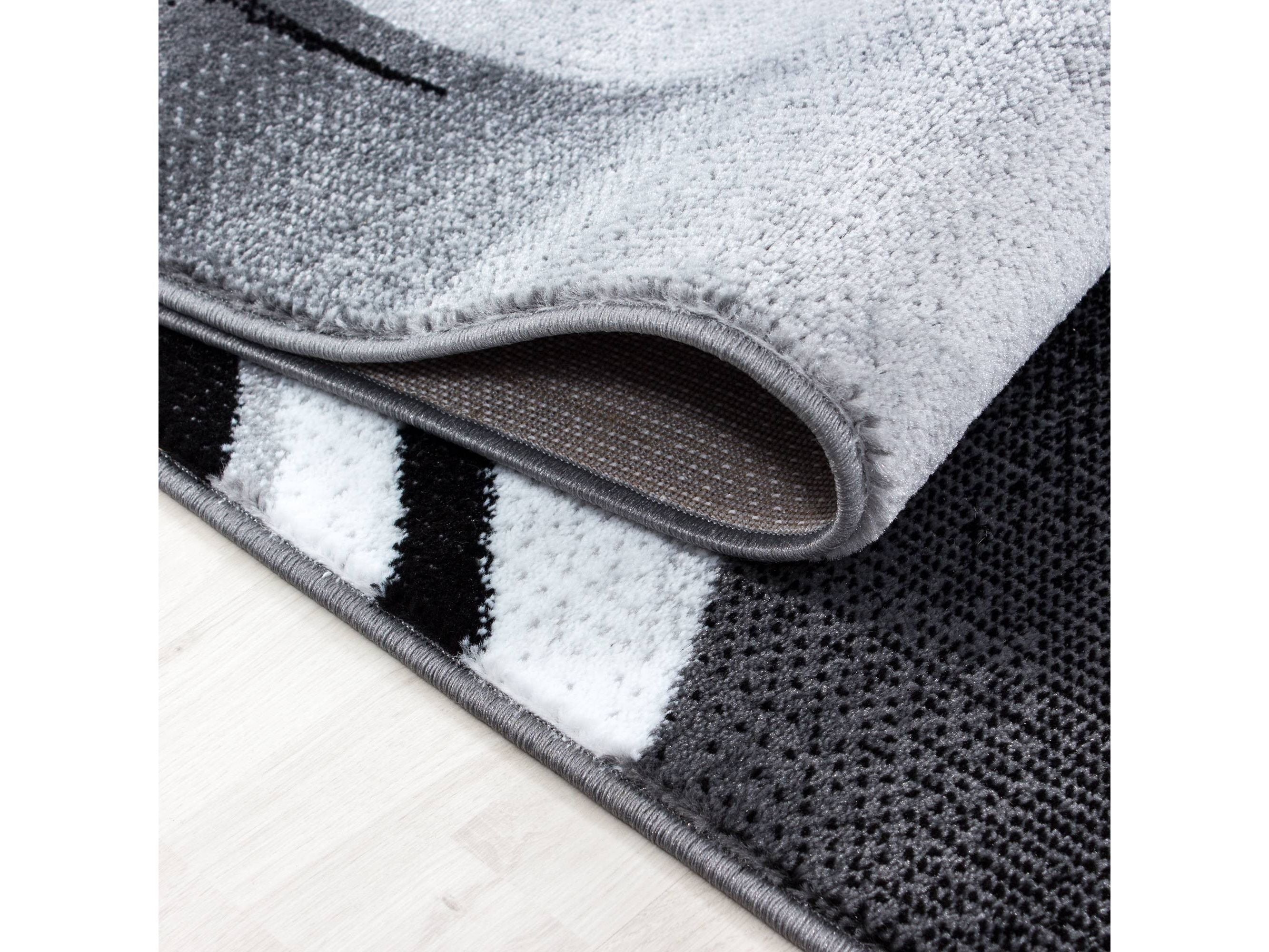 Teppich Modern Designer Geometrisch Wellen Optik Meliert Schwarz Grau Weiss