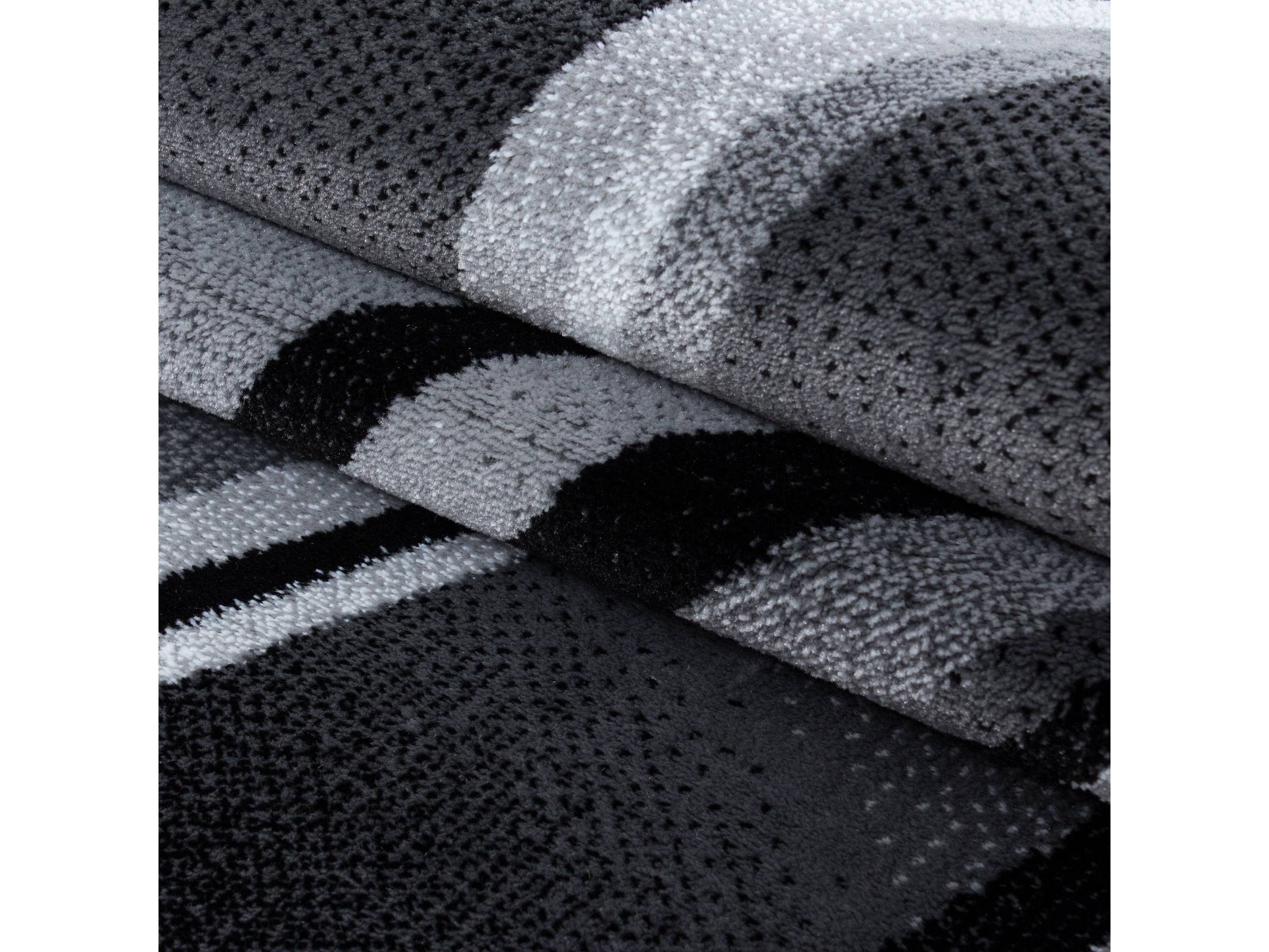 Teppich Modern Designer Geometrisch Wellen Optik Meliert Schwarz Grau Weiss