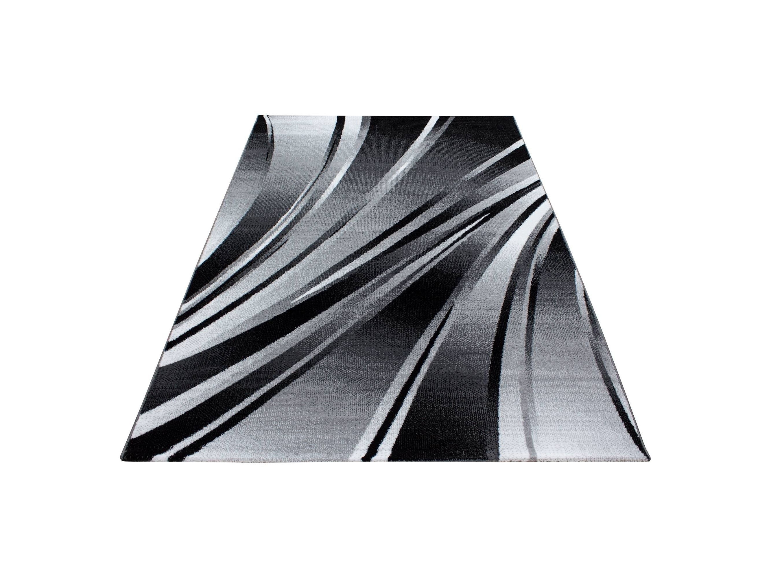 Teppich Modern Designer Geometrisch Wellen Optik Meliert Schwarz Grau Weiss