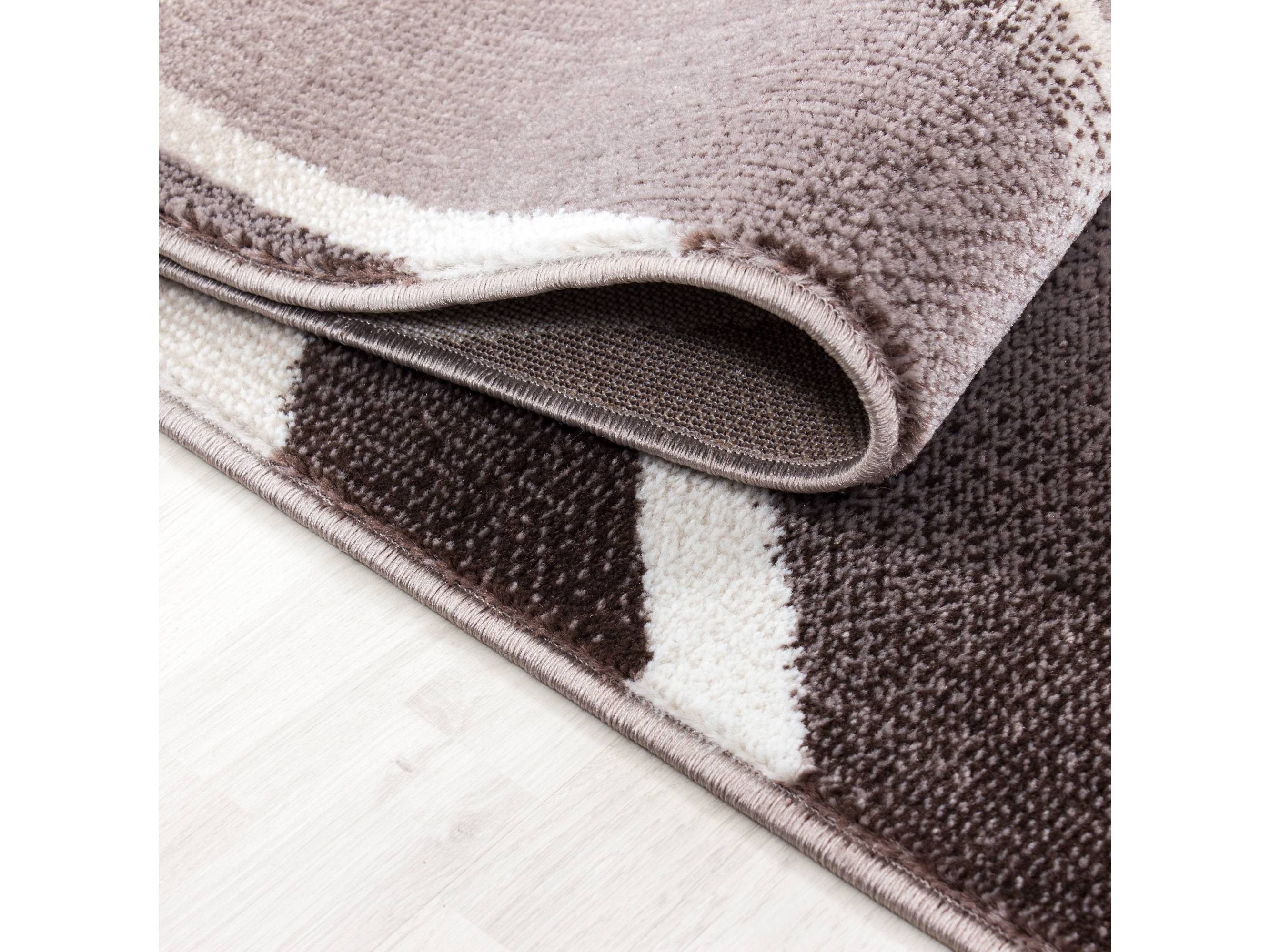 Teppich Modern Designer Geometrisch Wellen Optik Meliert Braun Beige Creme