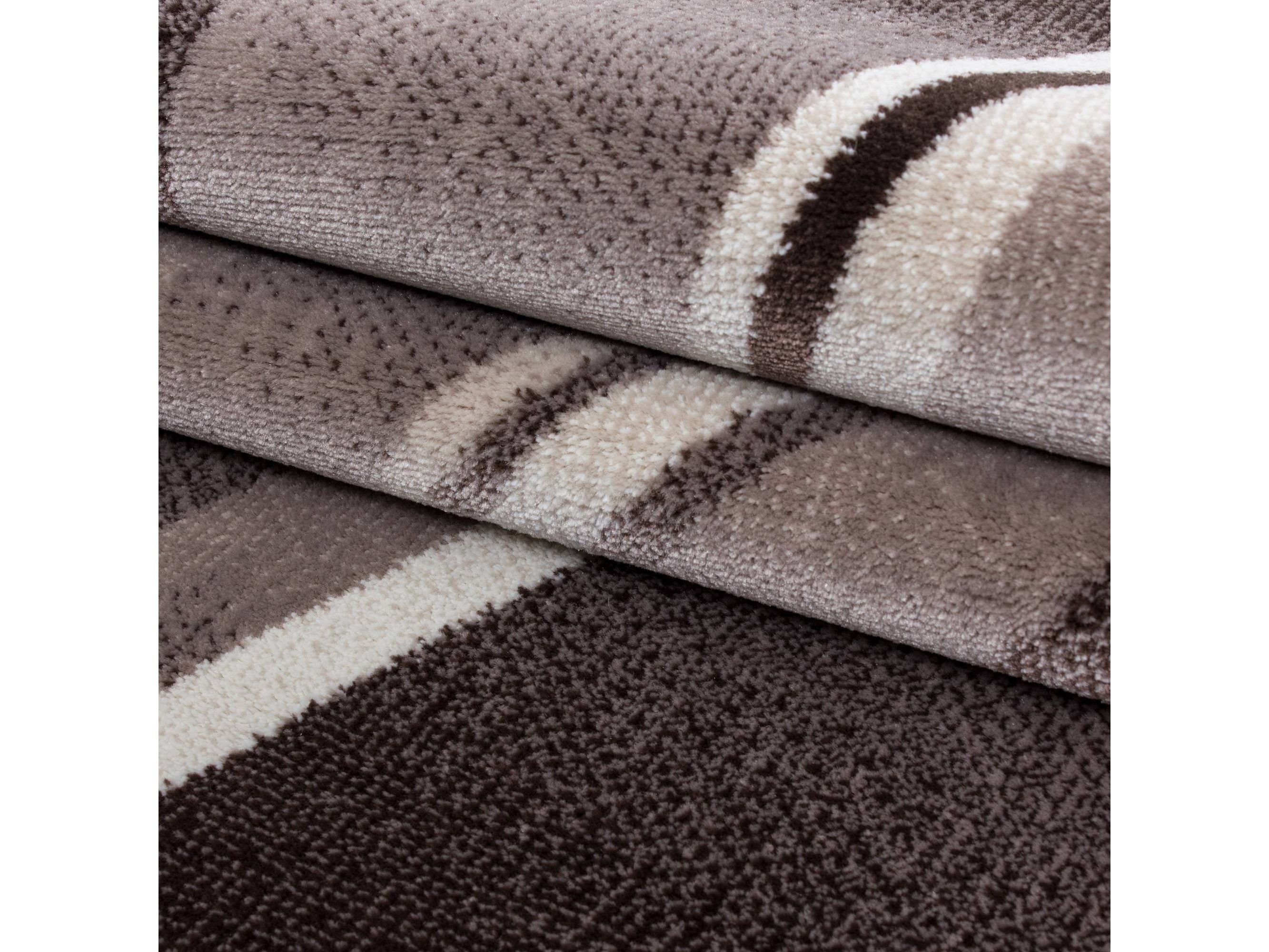 Teppich Modern Designer Geometrisch Wellen Optik Meliert Braun Beige Creme