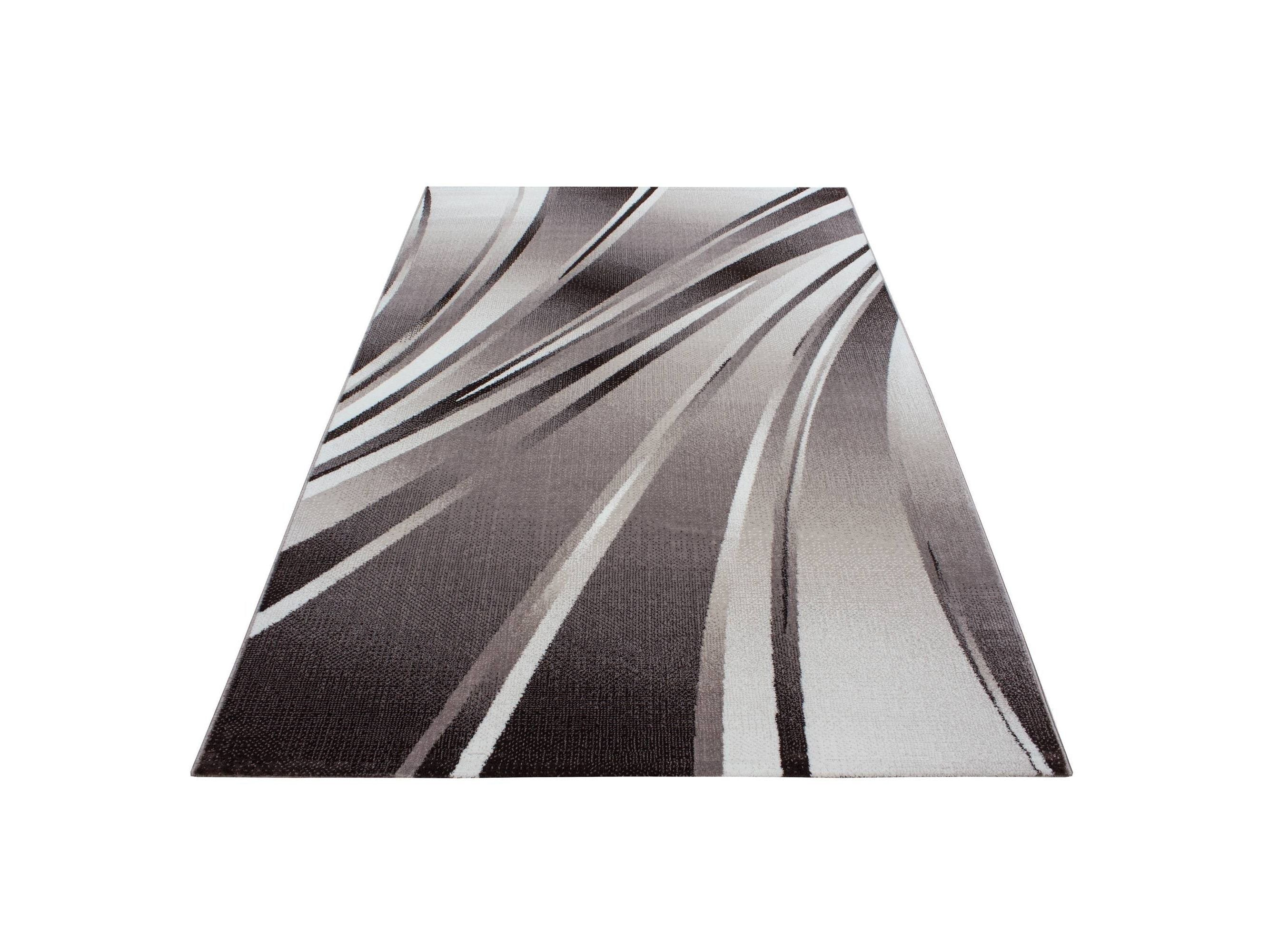 Teppich Modern Designer Geometrisch Wellen Optik Meliert Braun Beige Creme