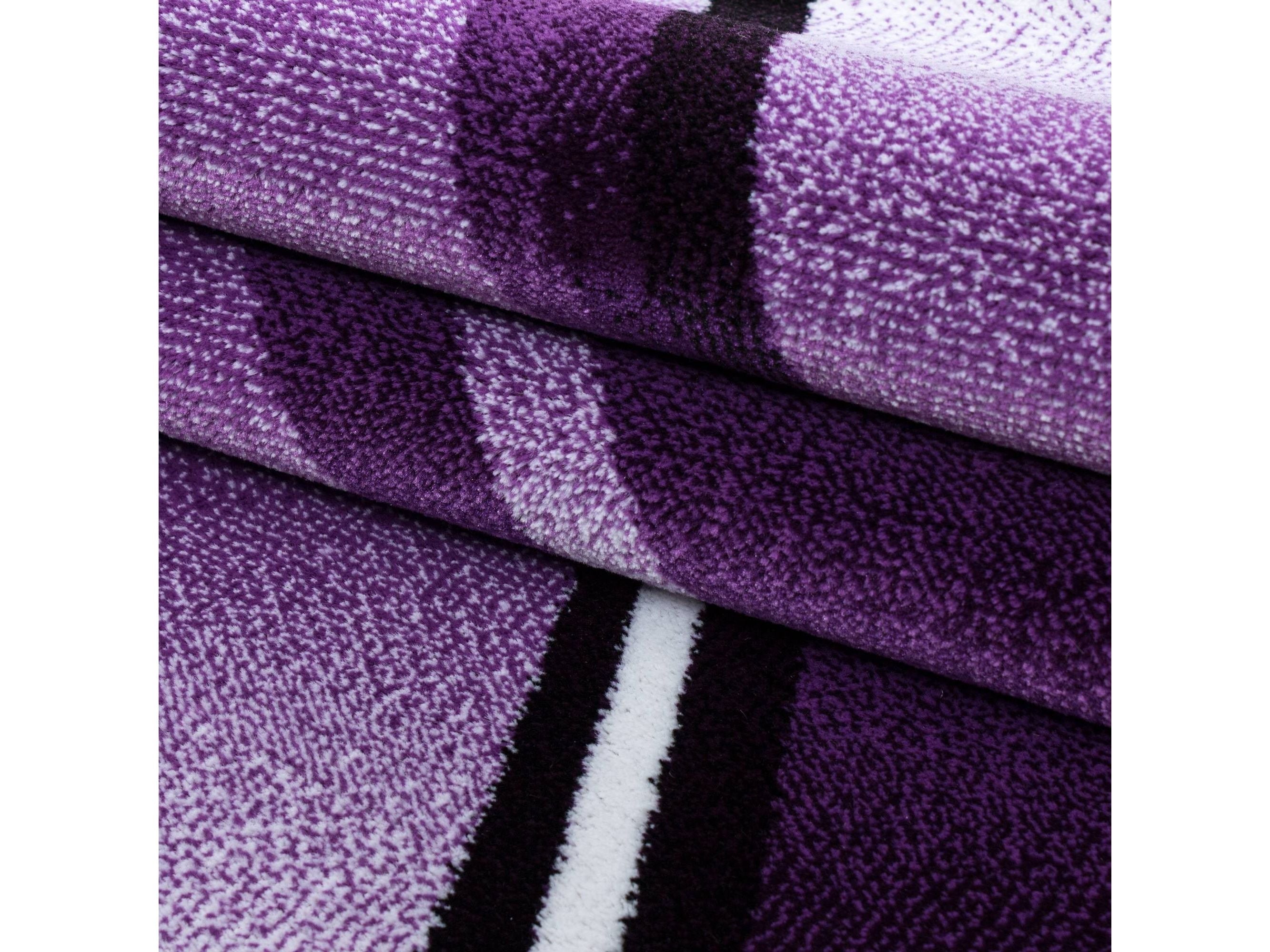 Teppich Modern Designer Geometrisch Wellen Optik Meliert Schwarz Violet Weiß