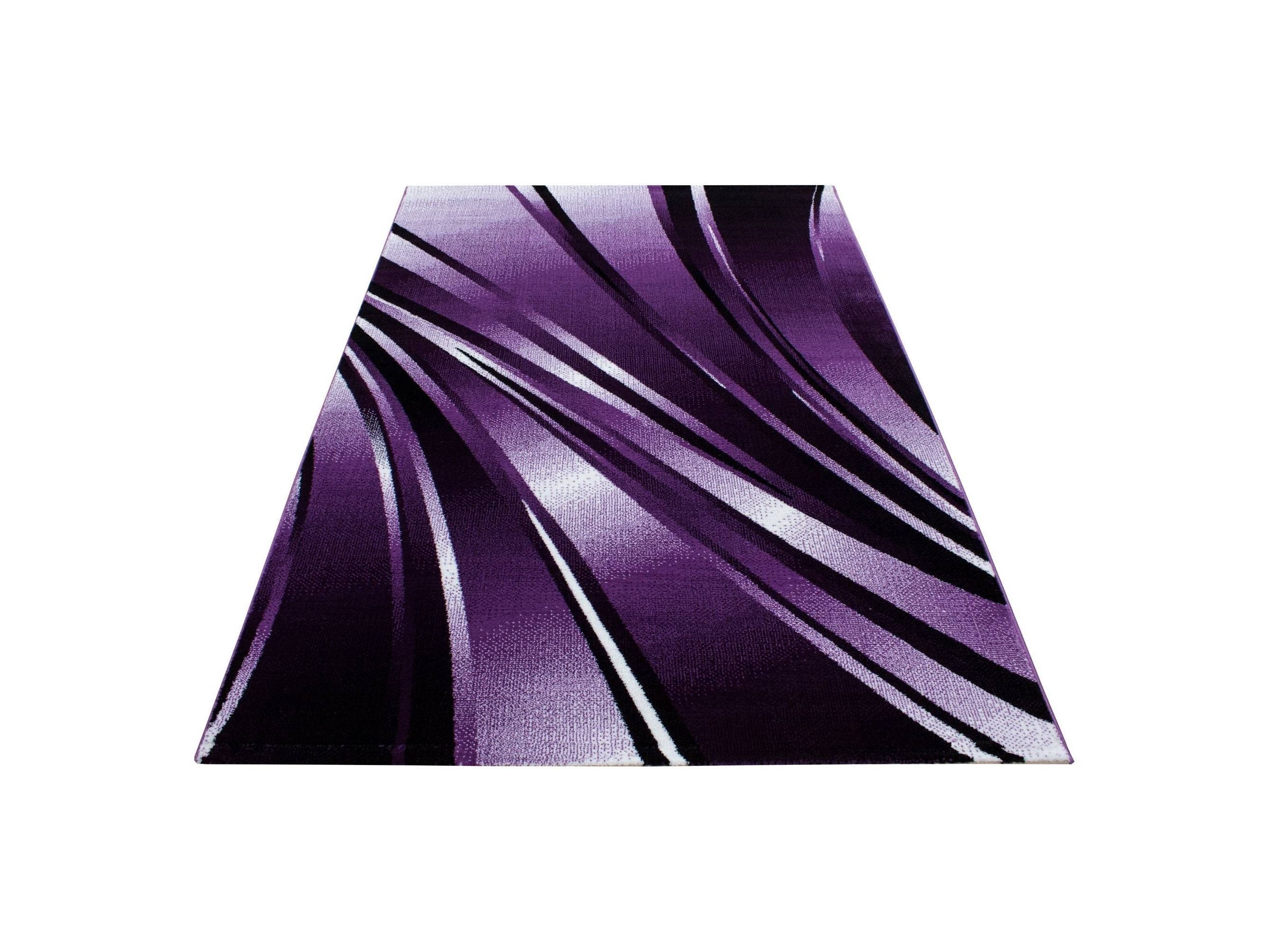 Teppich Modern Designer Geometrisch Wellen Optik Meliert Schwarz Violet Weiß