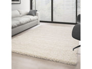 Teppich Hochflor Langflor Wohnzimmer Shaggy Florhöhe 3cm unifarbe Creme