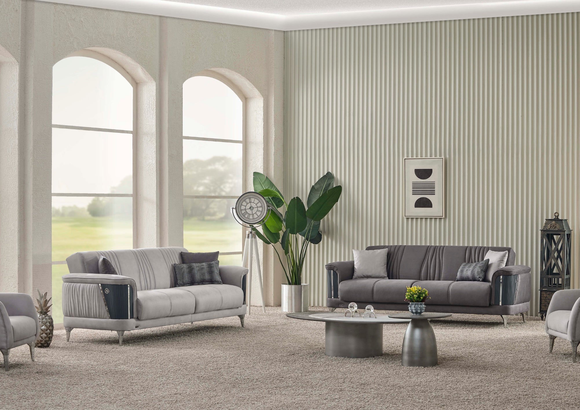 NEVADA Sofagarnitur mit Gold- oder Silberdetails