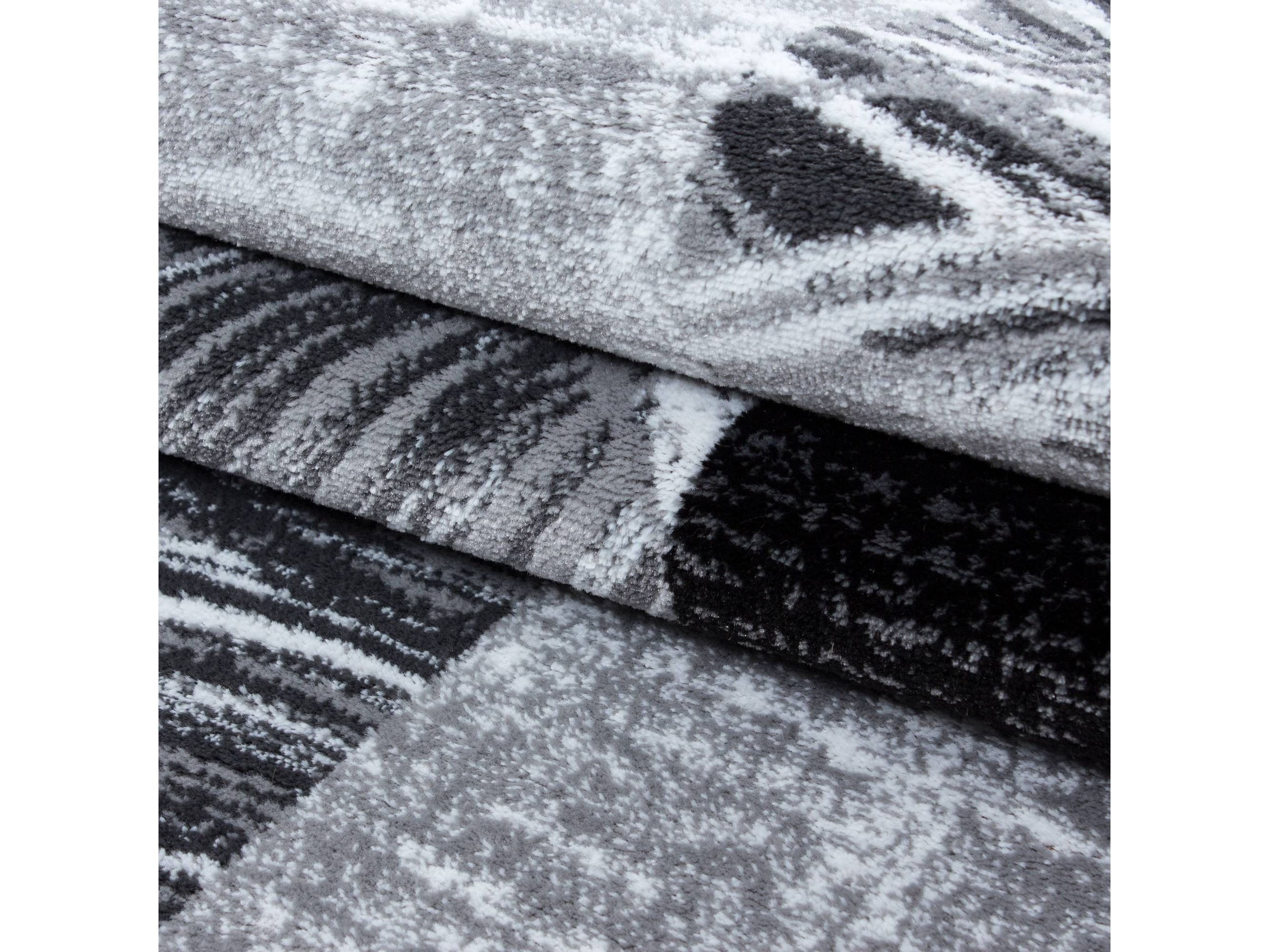 Teppich Modern Designer Wohnzimmer Geometrisch Kariert Muster Schwarz Grau Weiss