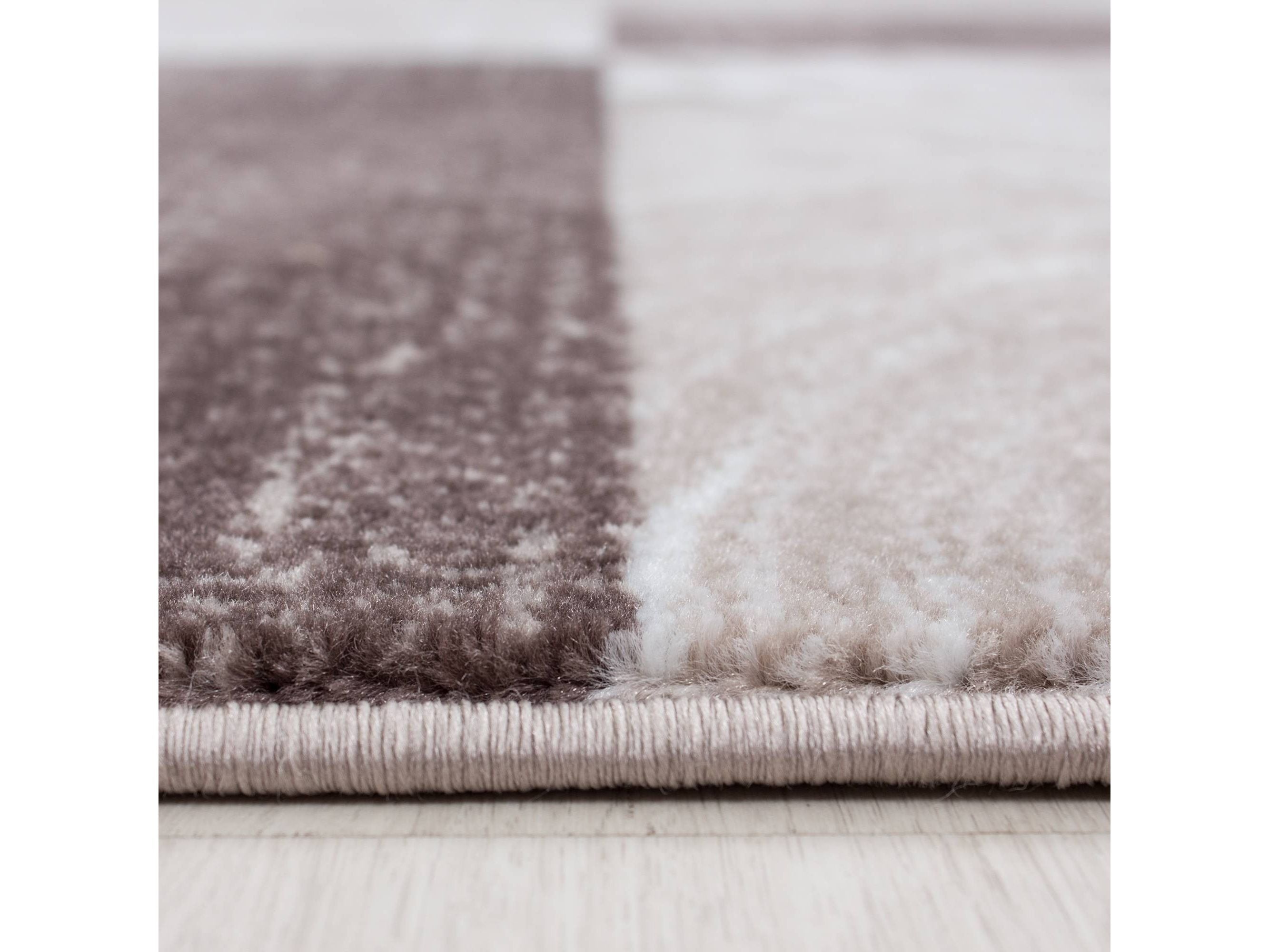 Teppich Modern Designer Wohnzimmer Geometrisch Kariert Muster Braun Beige Creme