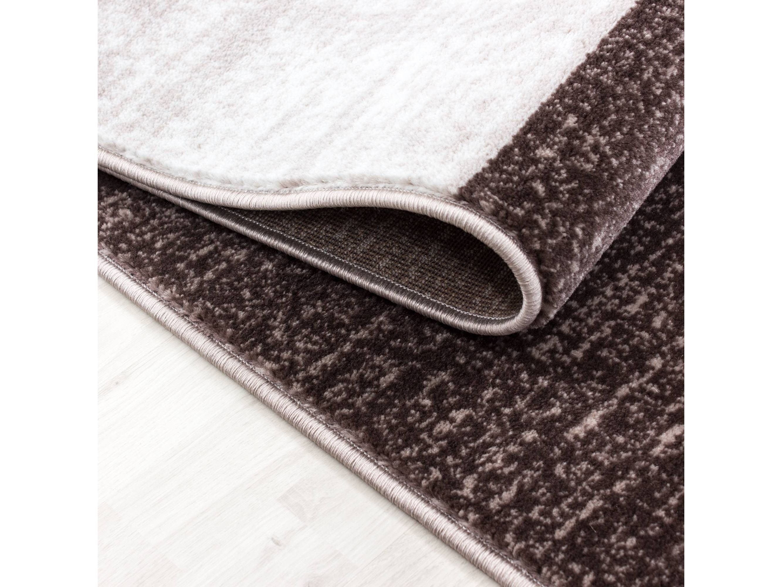 Teppich Modern Designer Wohnzimmer Geometrisch Kariert Muster Braun Beige Creme