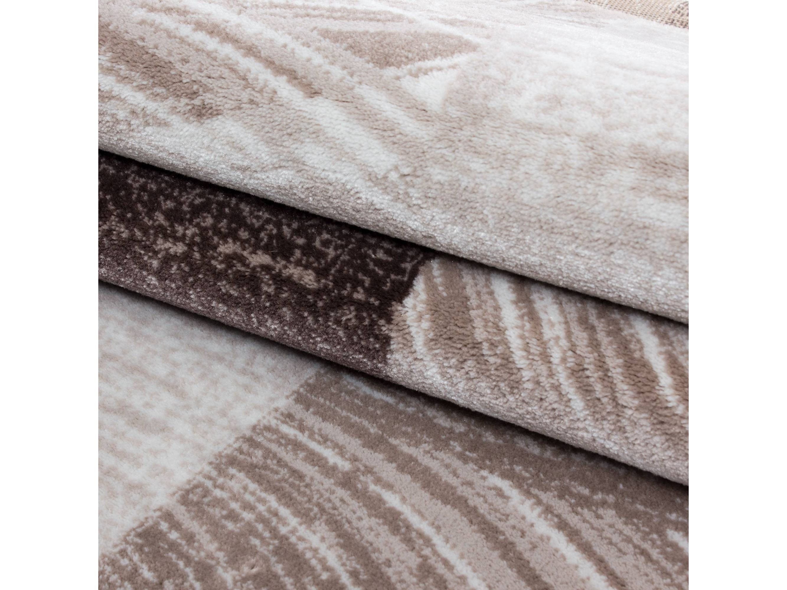 Teppich Modern Designer Wohnzimmer Geometrisch Kariert Muster Braun Beige Creme