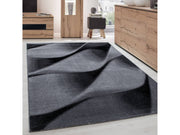 Teppich Modern Designer Wohnzimmer Geometrisch Wellen Muster Grau Schwarz Weiss