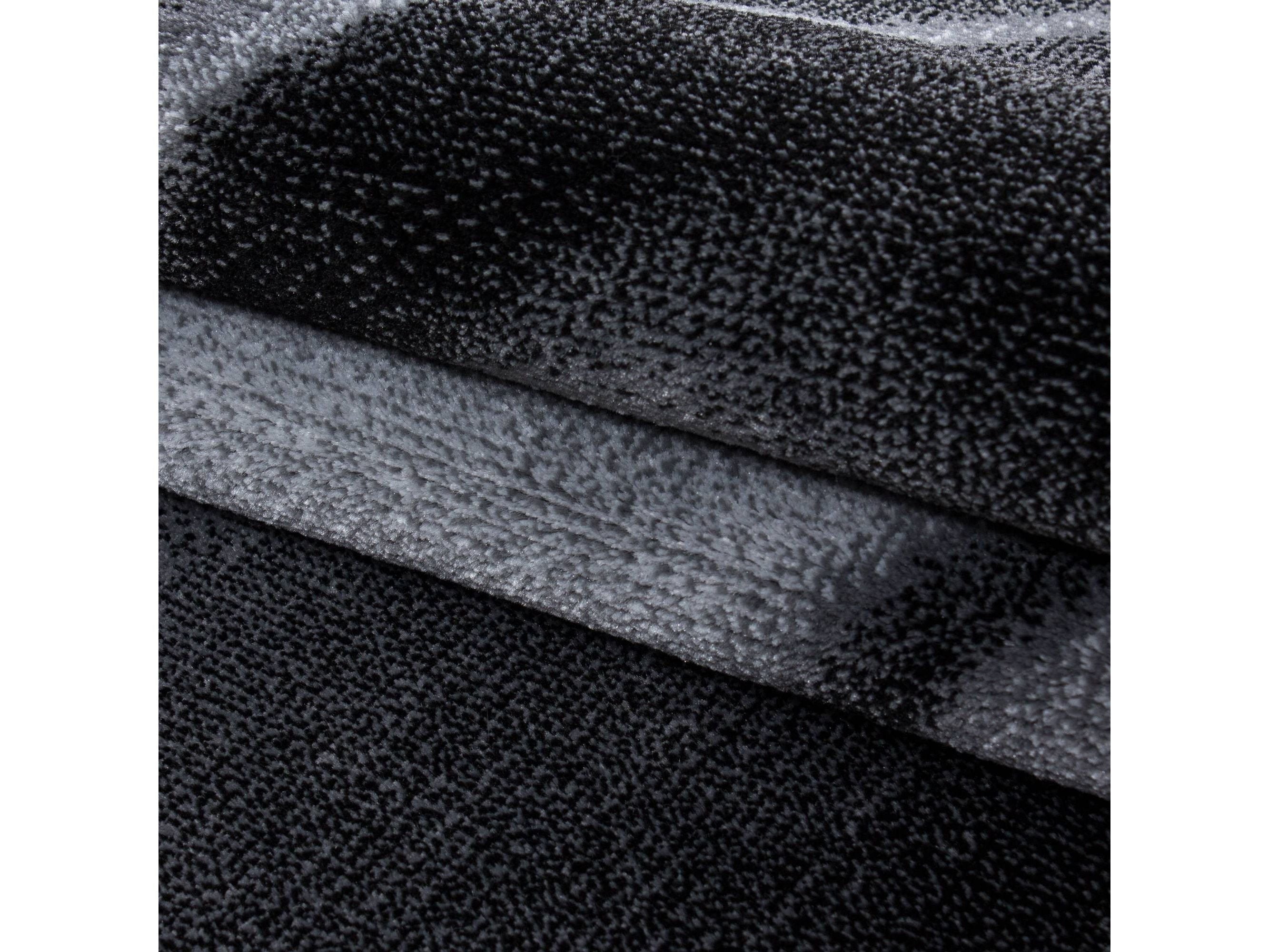 Teppich Modern Designer Wohnzimmer Geometrisch Wellen Muster Grau Schwarz Weiss