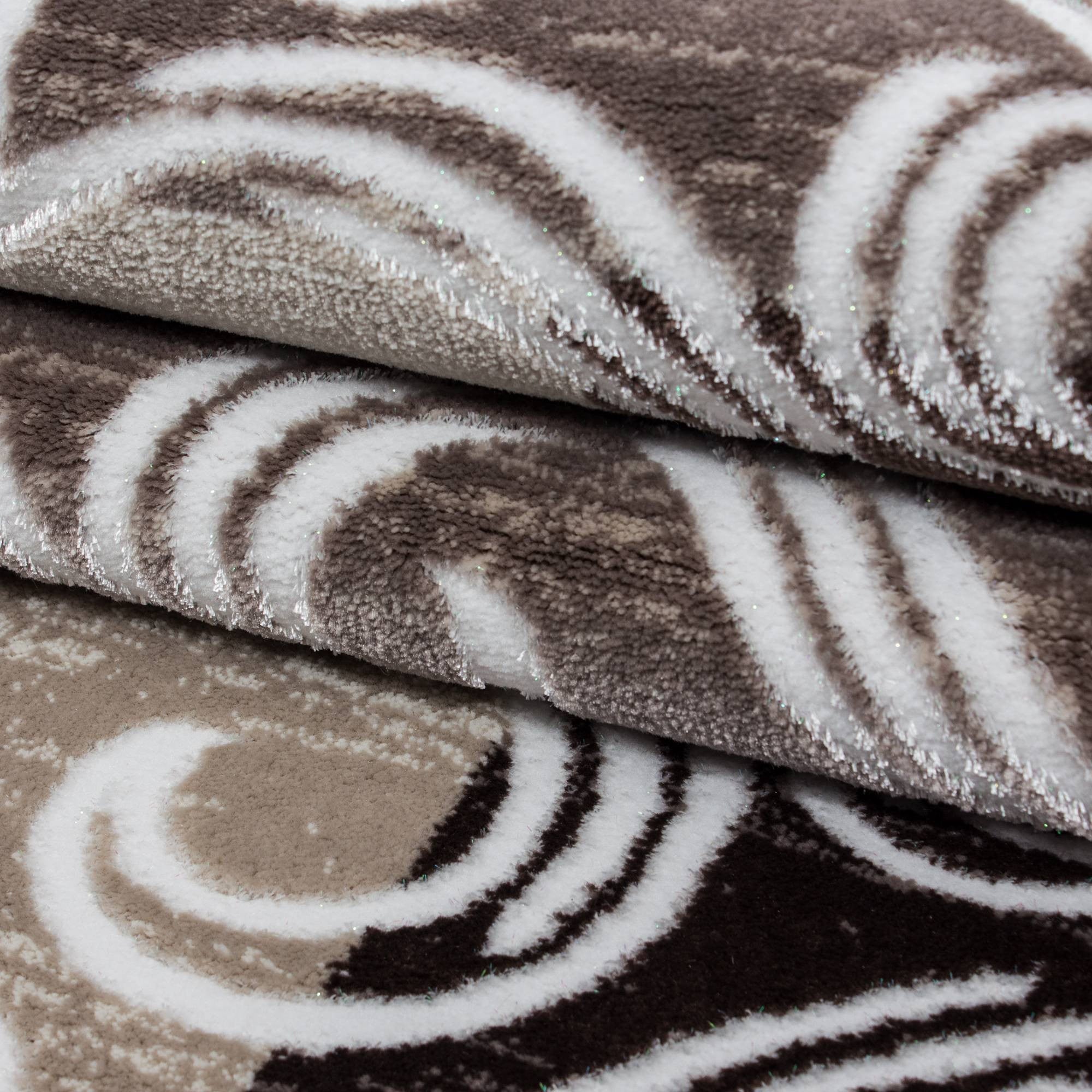 Teppich Modern Designer Barock mit Kariert Muster Meliert Braun Beige Creme