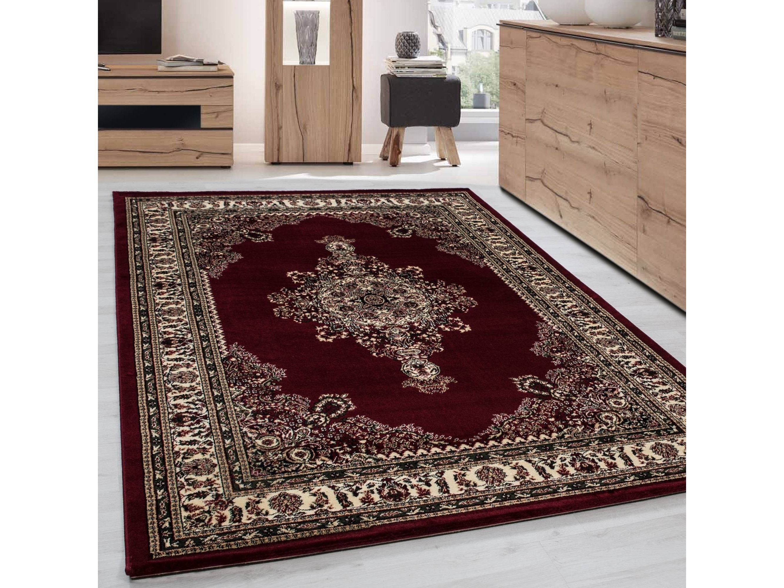 Orientteppich Klassischer Orientalisch Traditional Webteppich Schwarz Rot Beige