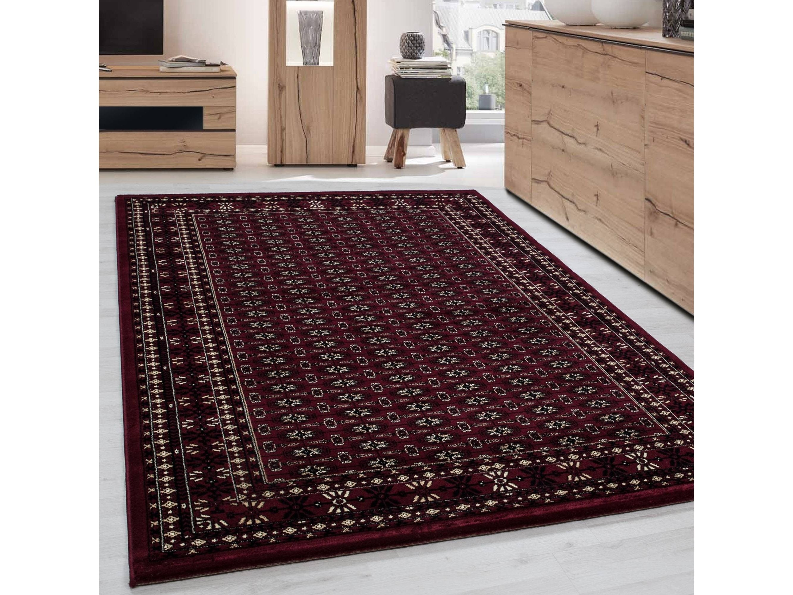 Orientteppich Klassischer Orientalisch Traditional Webteppich Schwarz Rot