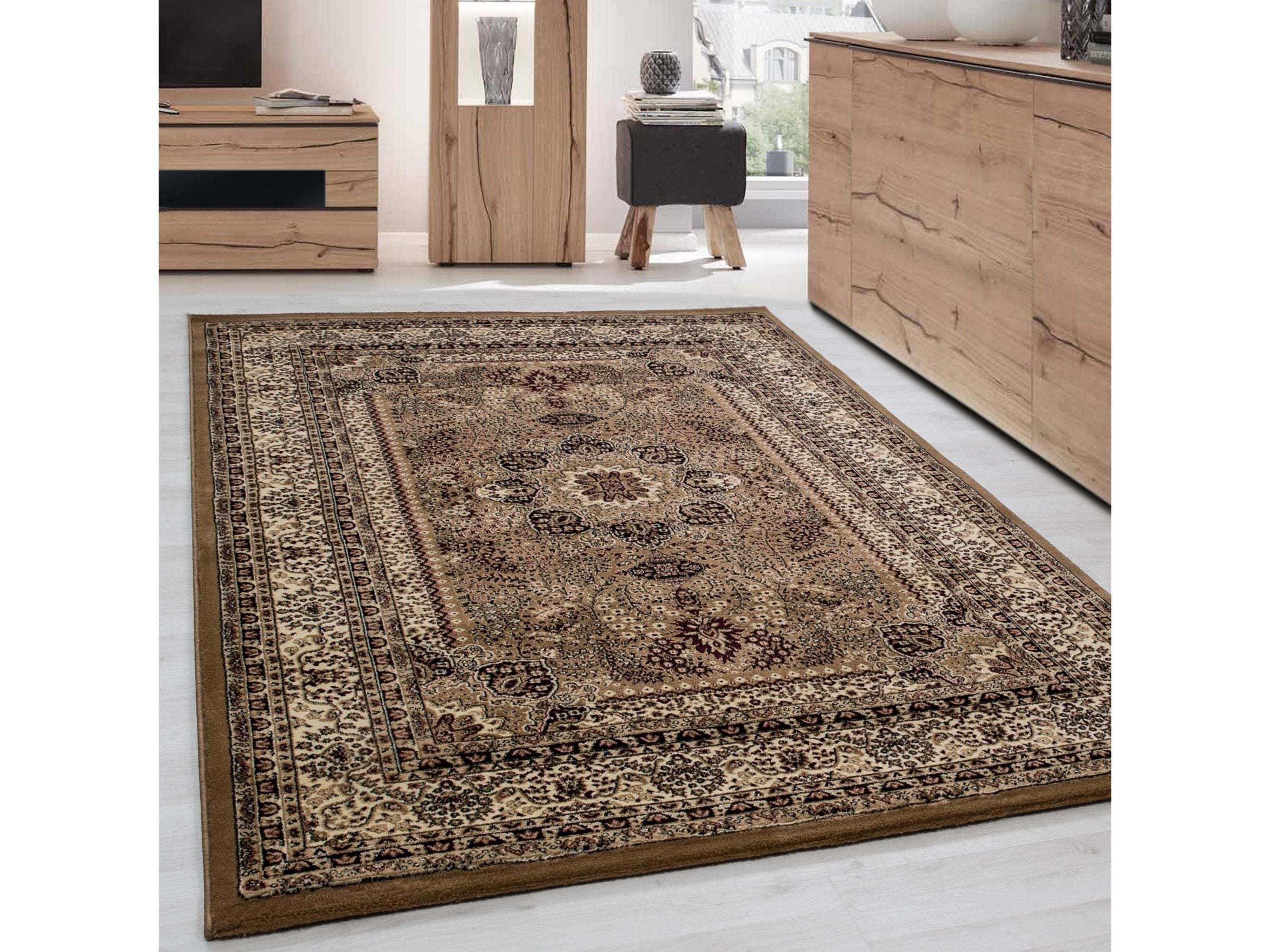 Orientteppich Klassischer Orientalisch Traditional Webteppich Beige Rot Schwarz