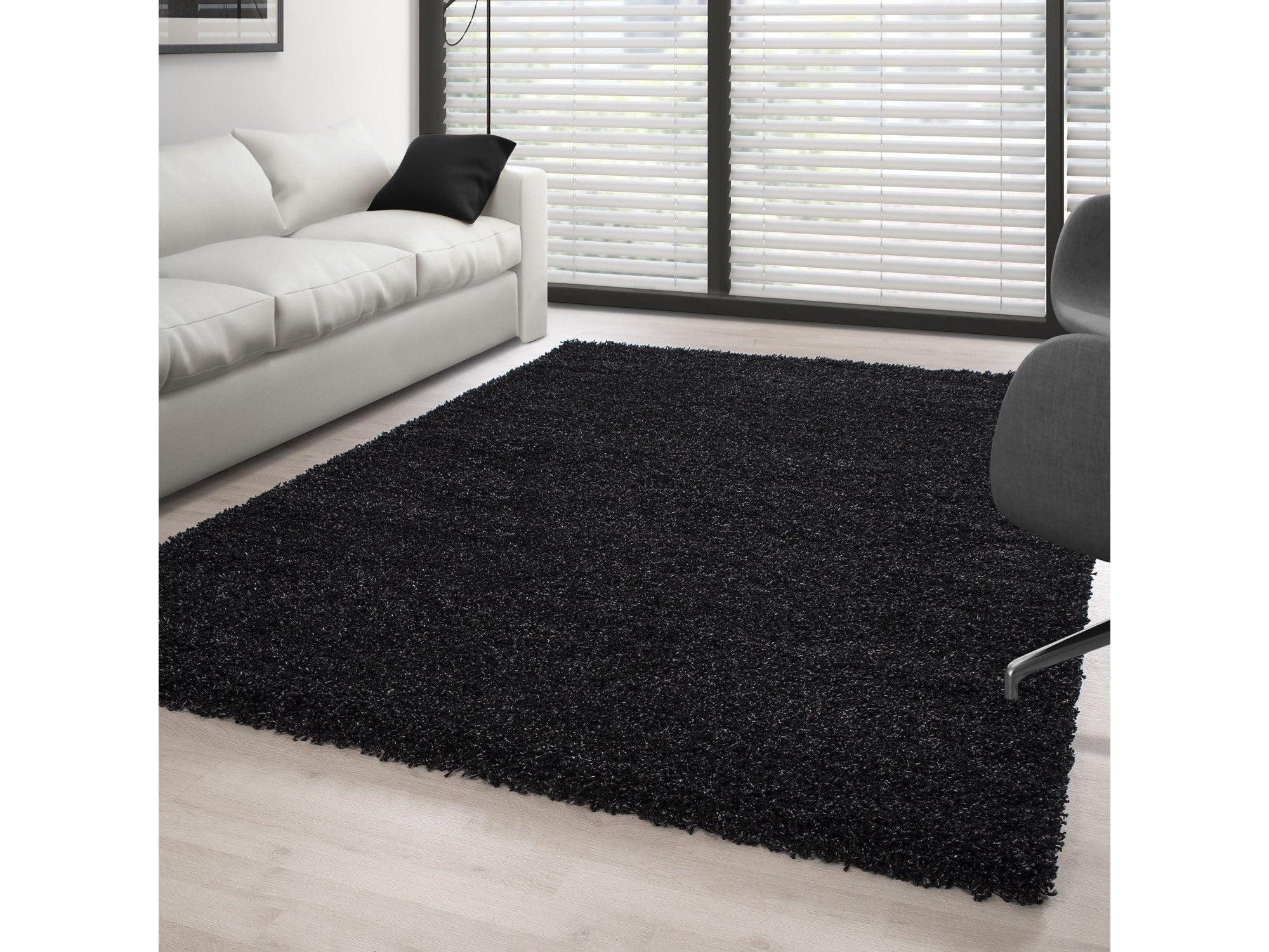 Hochflor Langflor Wohnzimmer Shaggy Teppich Florhöhe 3cm unifarbe Anthrazit