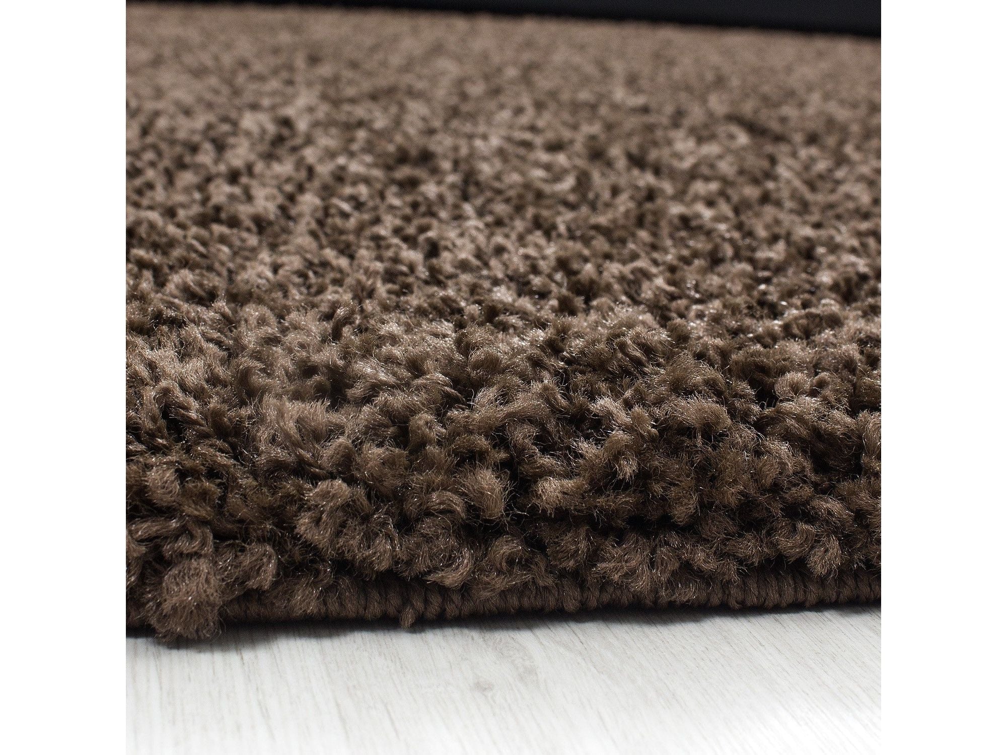 Hochflor Langflor Wohnzimmer Shaggy Teppich Florhöhe 3cm unifarbe Braun