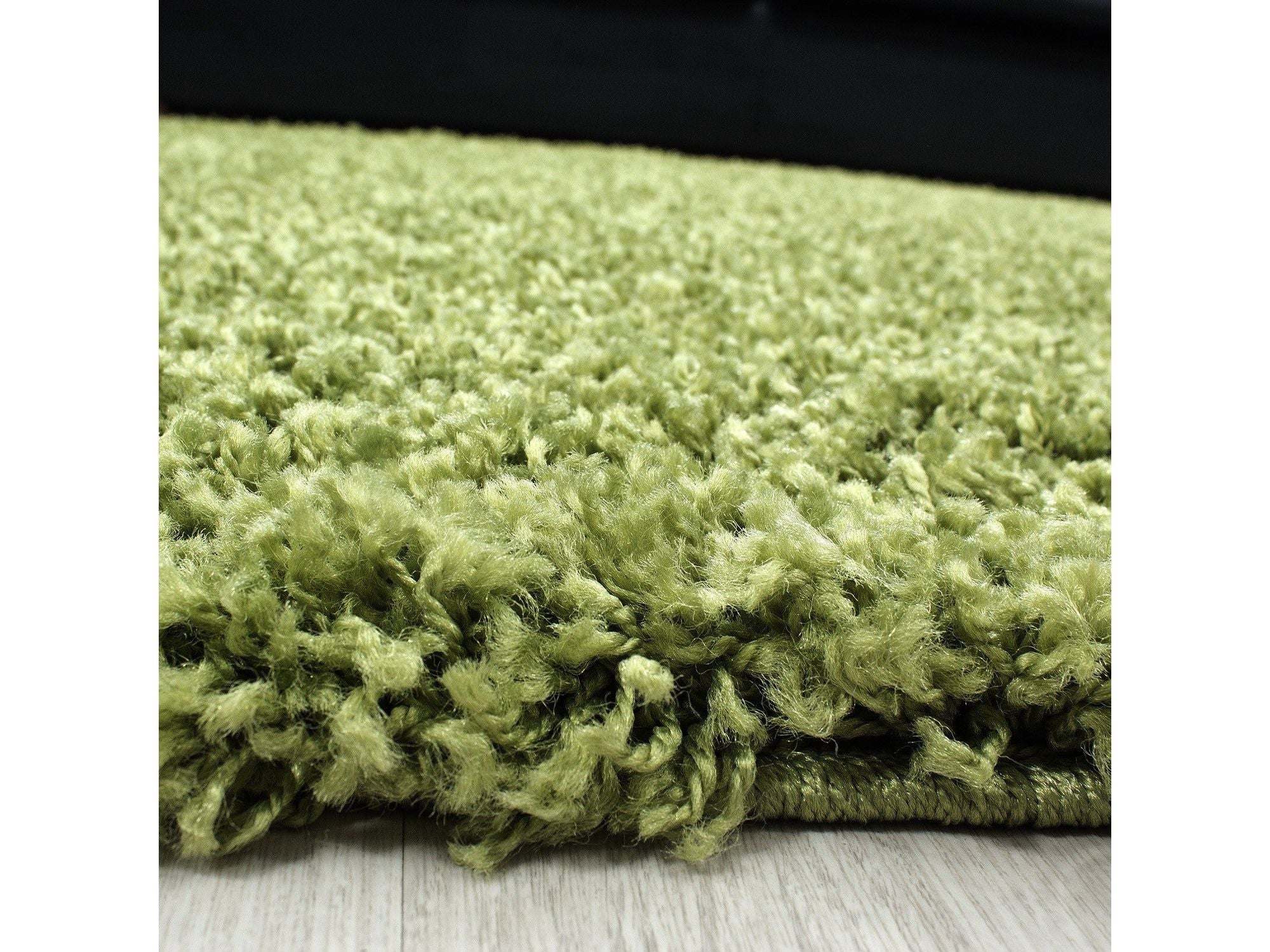Hochflor Langflor Wohnzimmer Teppich Shaggy Florhöhe 3cm unifarbe Grün