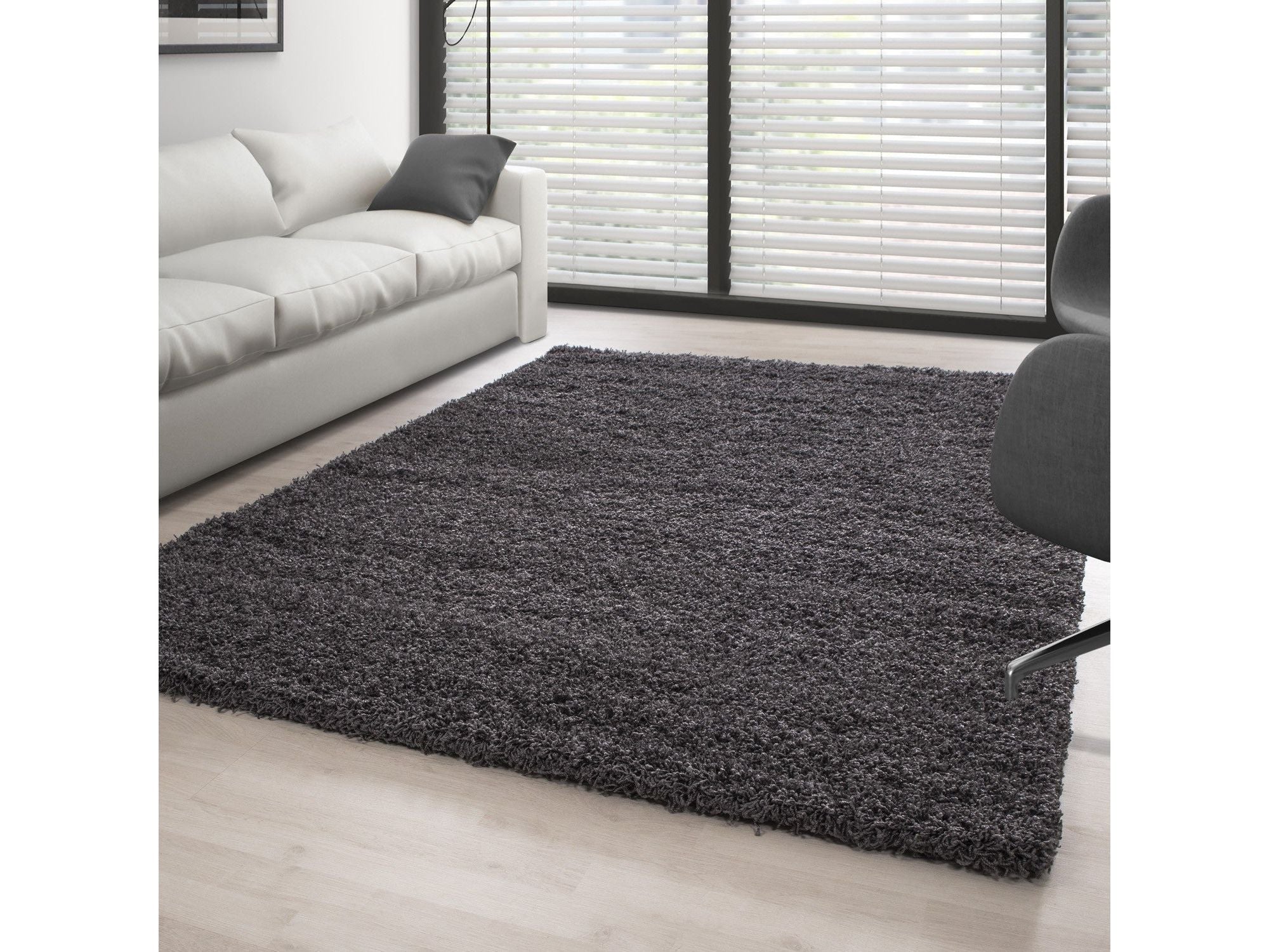 Hochflor Langflor Wohnzimmer Shaggy Teppich Florhöhe 3cm unifarbe Grau