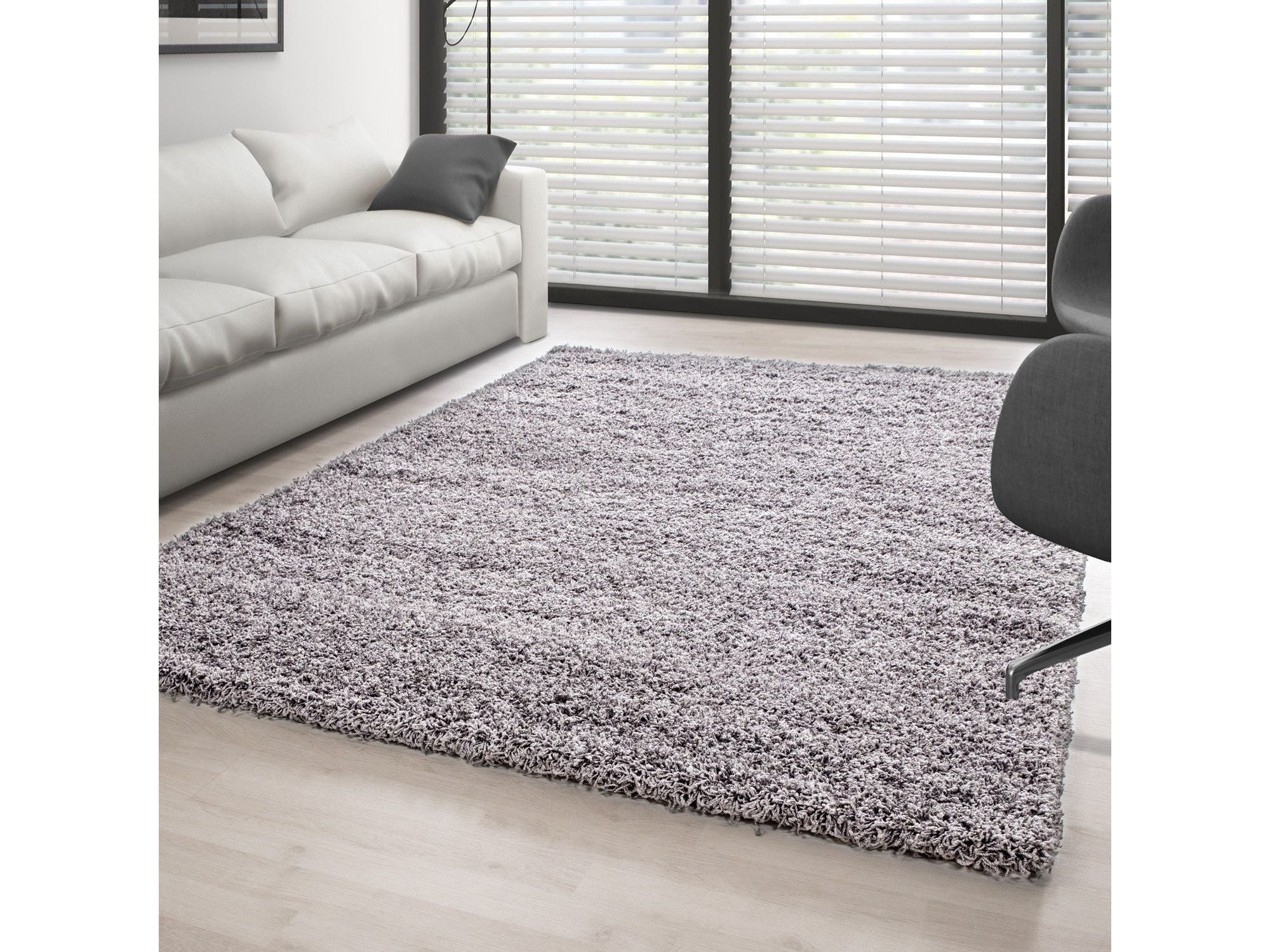 Hochflor Langflor Wohnzimmer Shaggy Teppich Florhöhe 3cm unifarbe Hellgrau