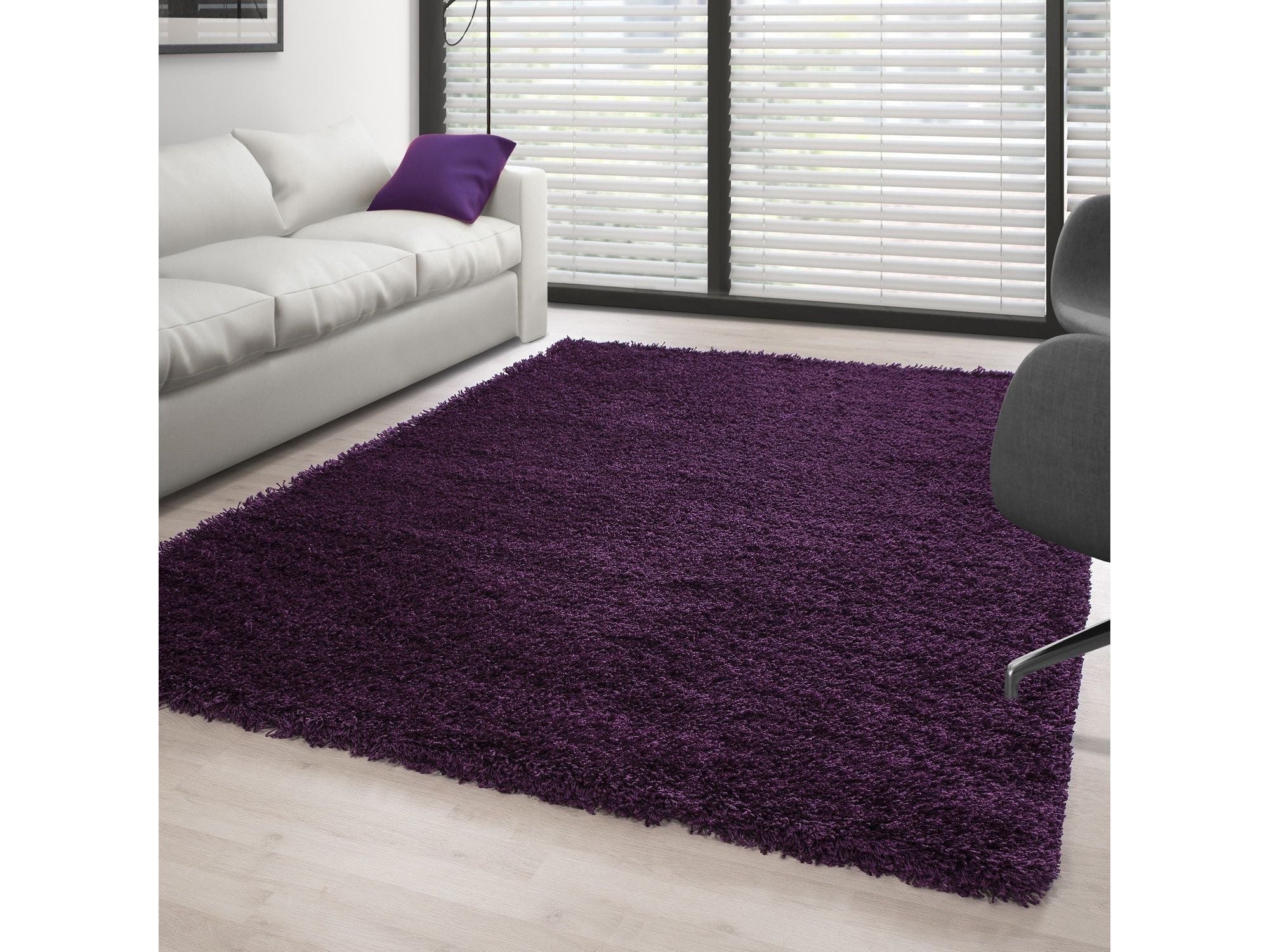 Hochflor Langflor Wohnzimmer Shaggy Teppich Florhöhe 3cm unifarbe Lila