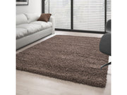 Hochflor Langflor Wohnzimmer Shaggy Teppich Florhöhe 3cm unifarbe Mocca