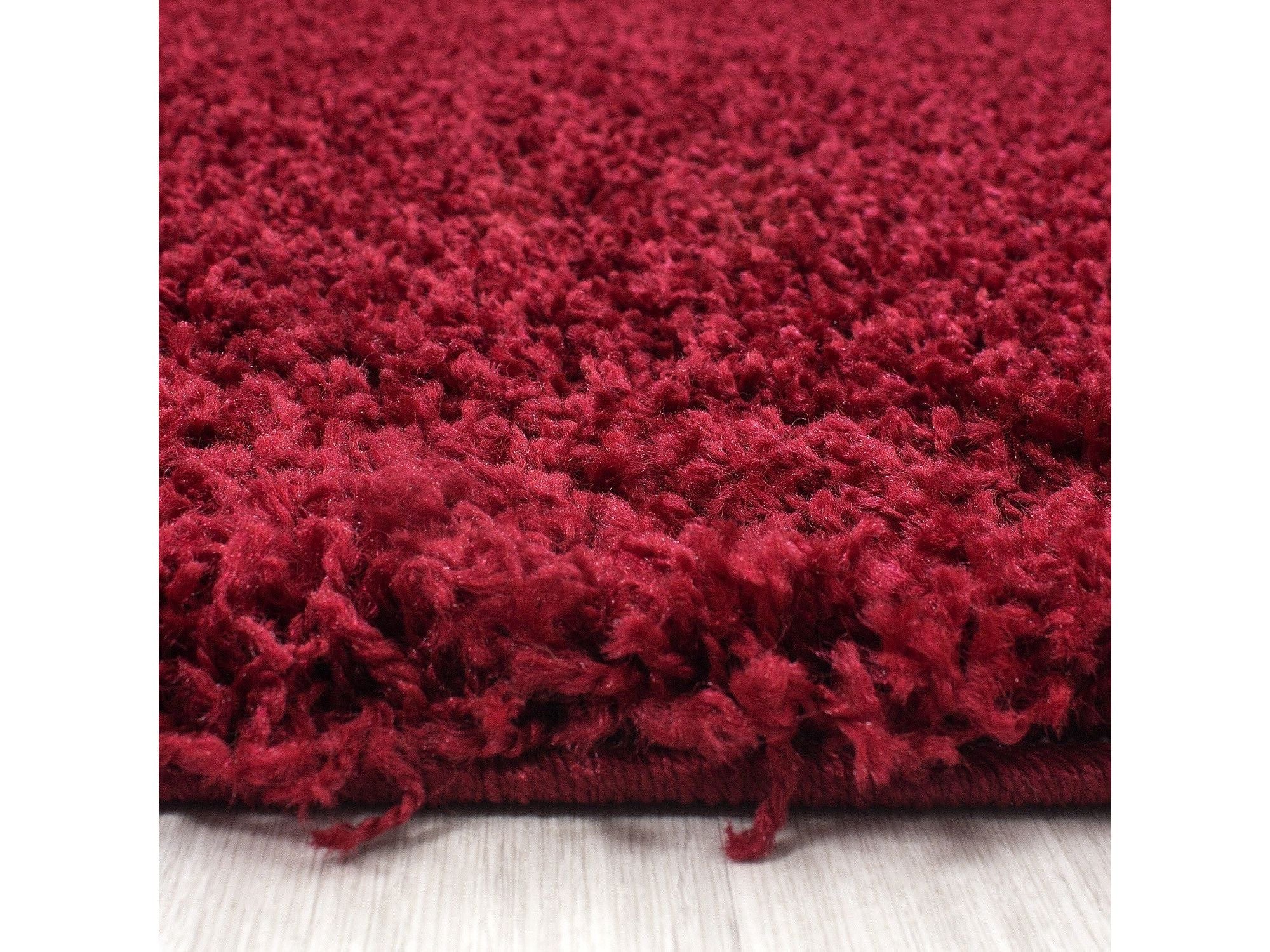 Hochflor Langflor Wohnzimmer Shaggy Teppich Florhöhe 3cm unifarbe Rot