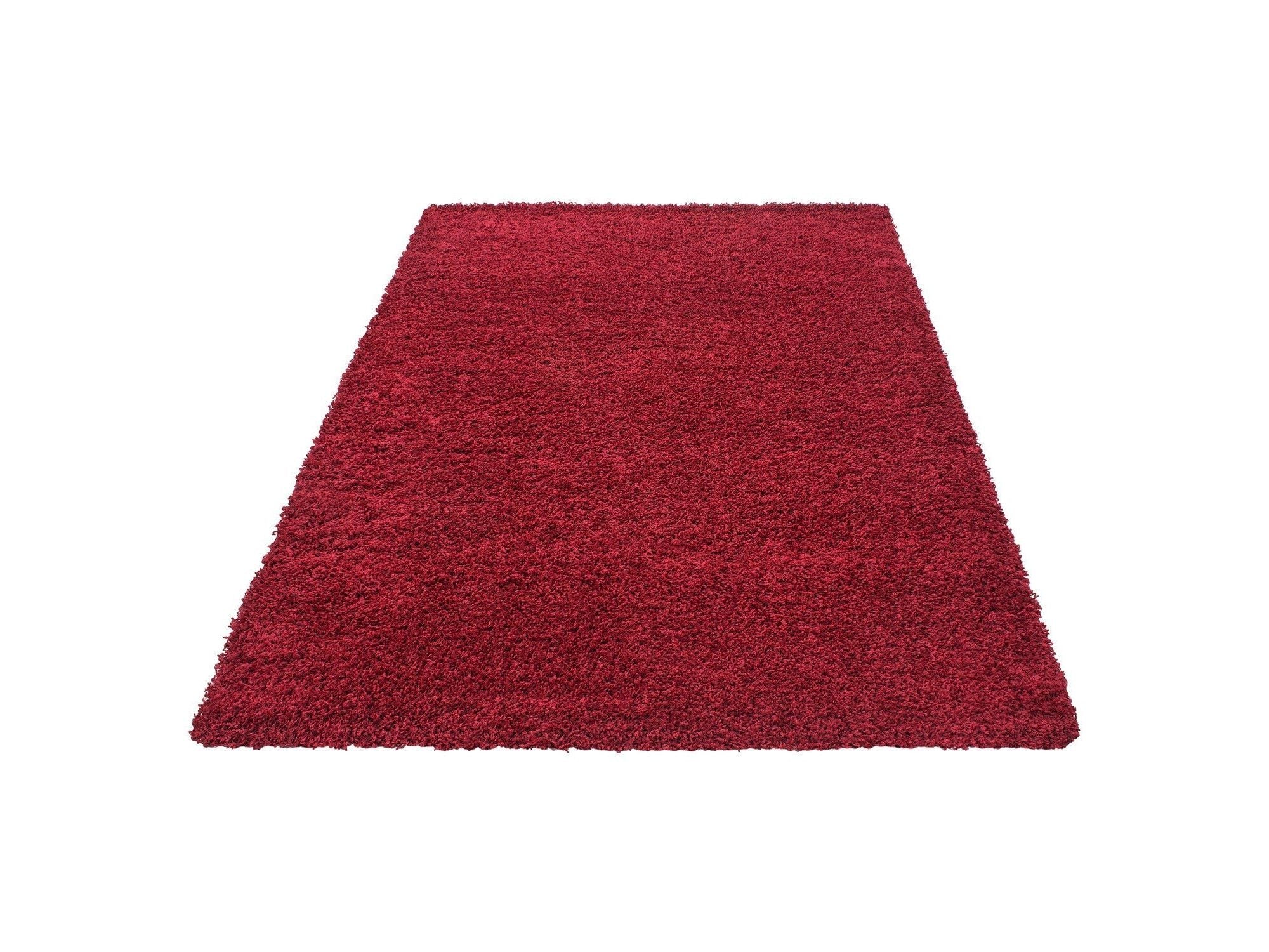Hochflor Langflor Wohnzimmer Shaggy Teppich Florhöhe 3cm unifarbe Rot