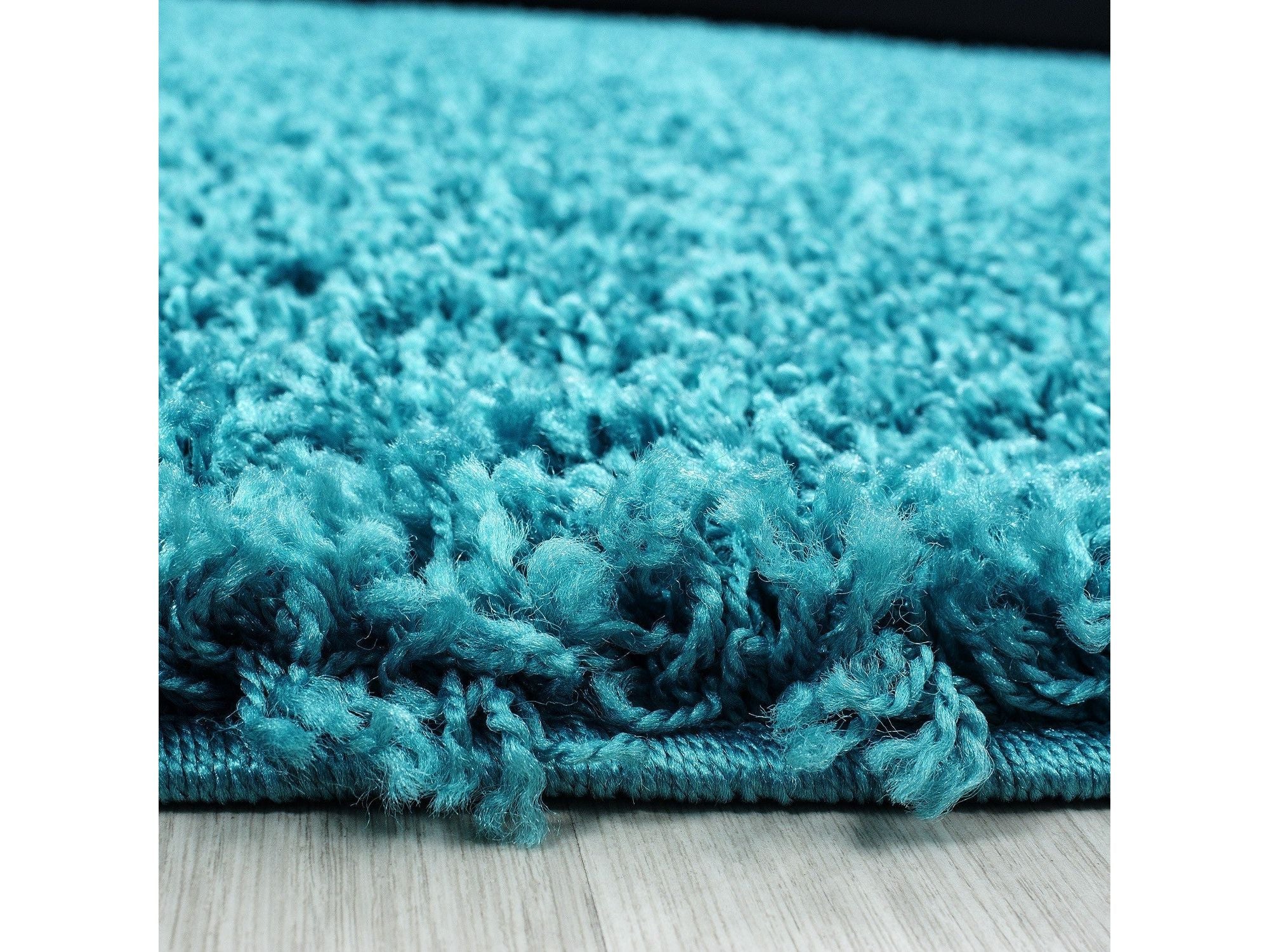 Hochflor Langflor Wohnzimmer Shaggy Teppich Florhöhe 3cm unifarbe Türkis