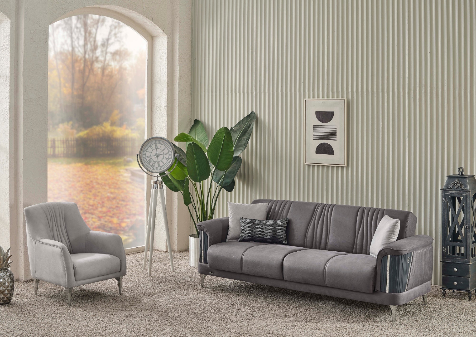NEVADA Sofagarnitur mit Gold- oder Silberdetails