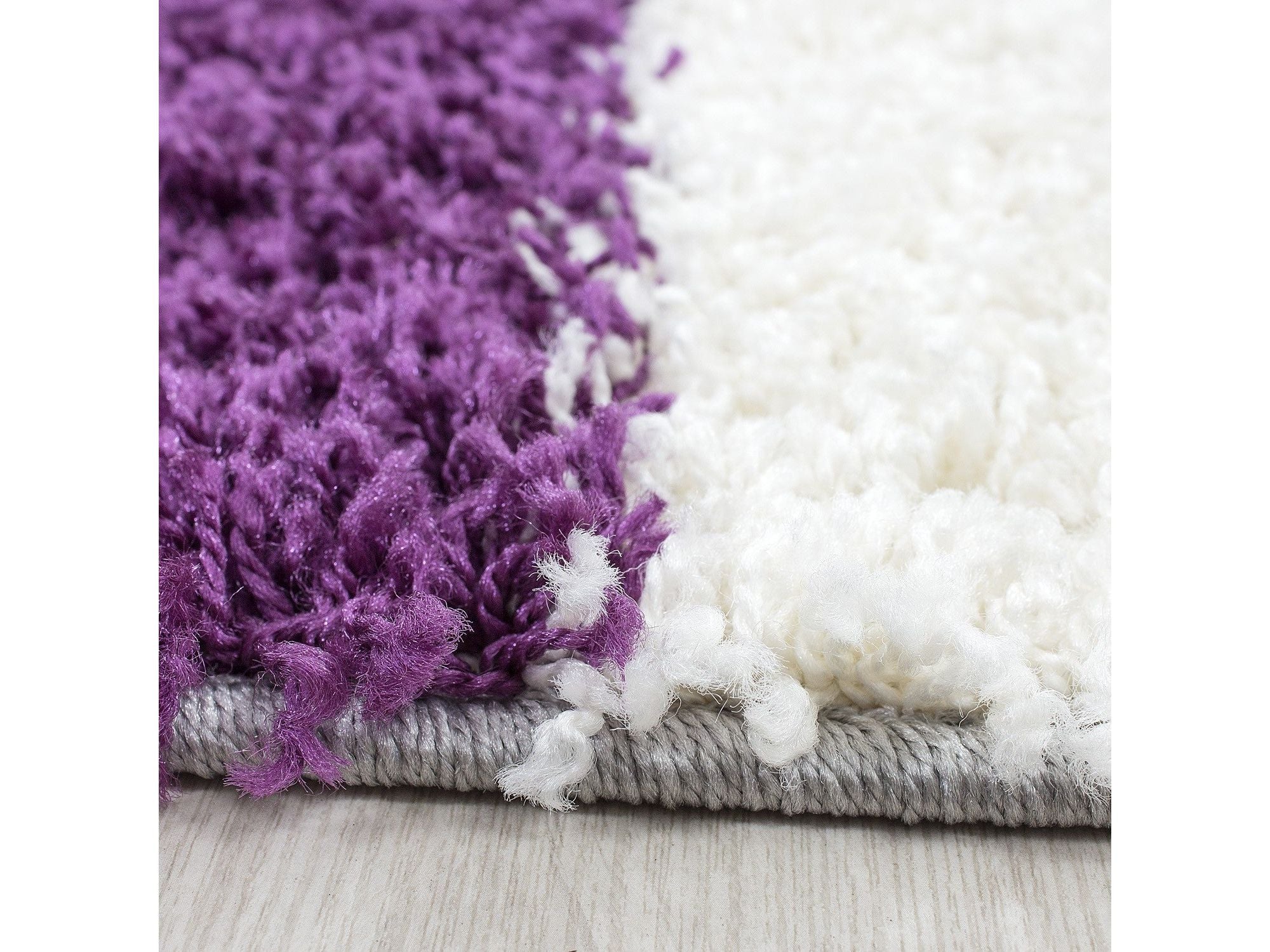 Teppich Hochflor Langflor günstig Wohnzimmer Shaggy kariert Lila Weiss Grau