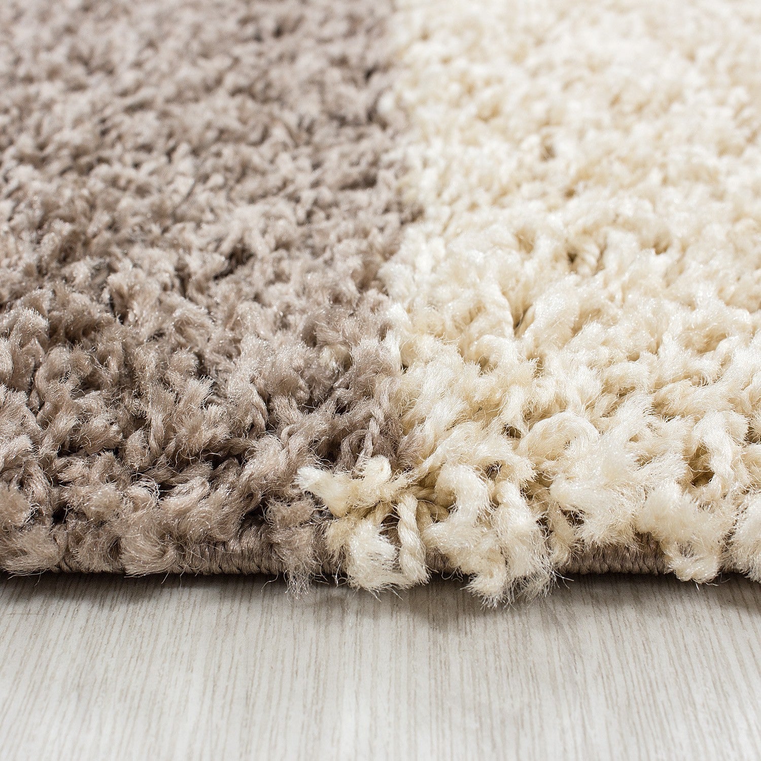 Teppich Hochflor Langflor Wohnzimmer günstig Shaggy kariert Braun Weiss Beige