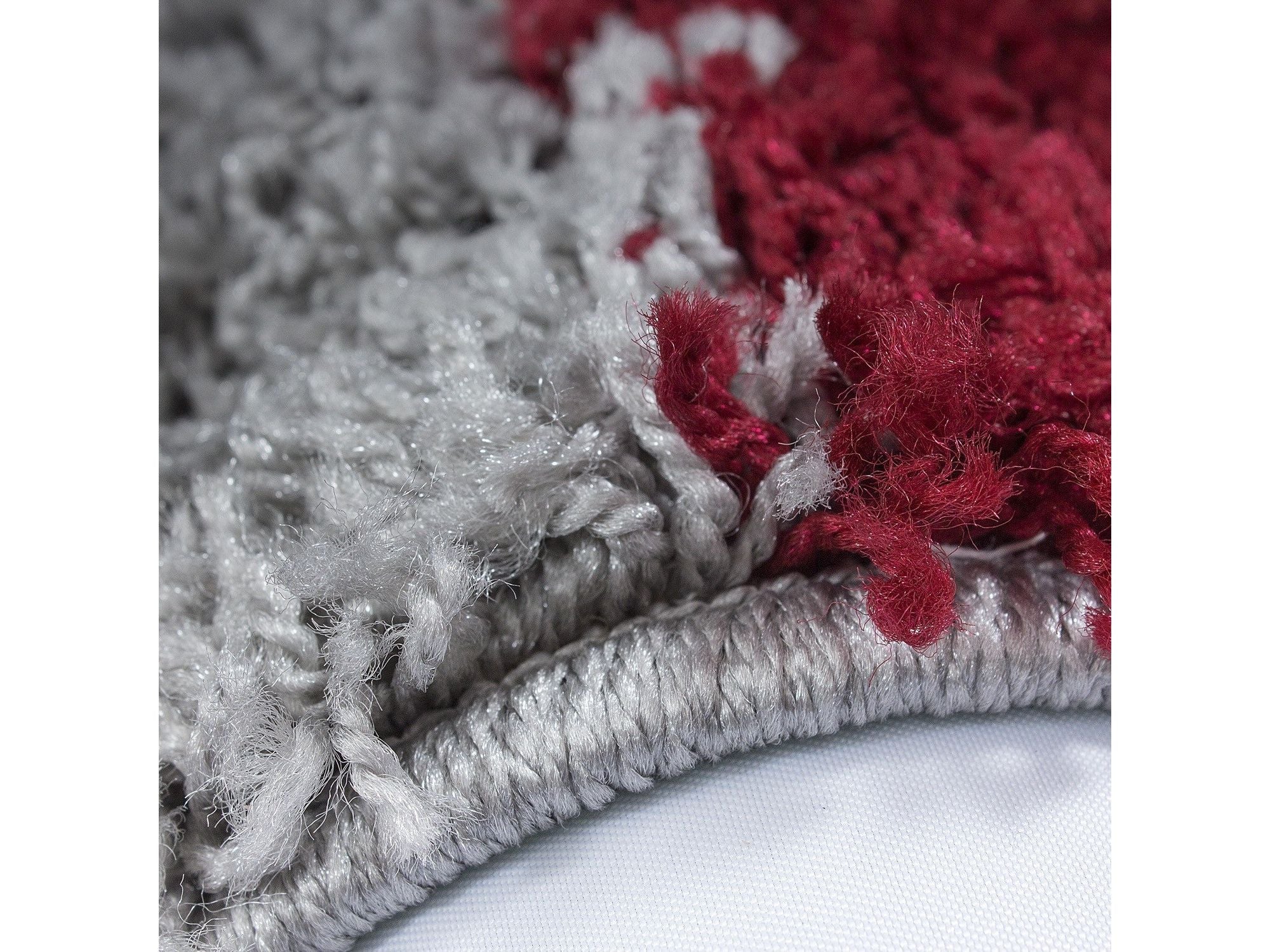 Hochflor Langflor Wohnzimmer Shaggy Teppich kariert Rot Weiss Grau