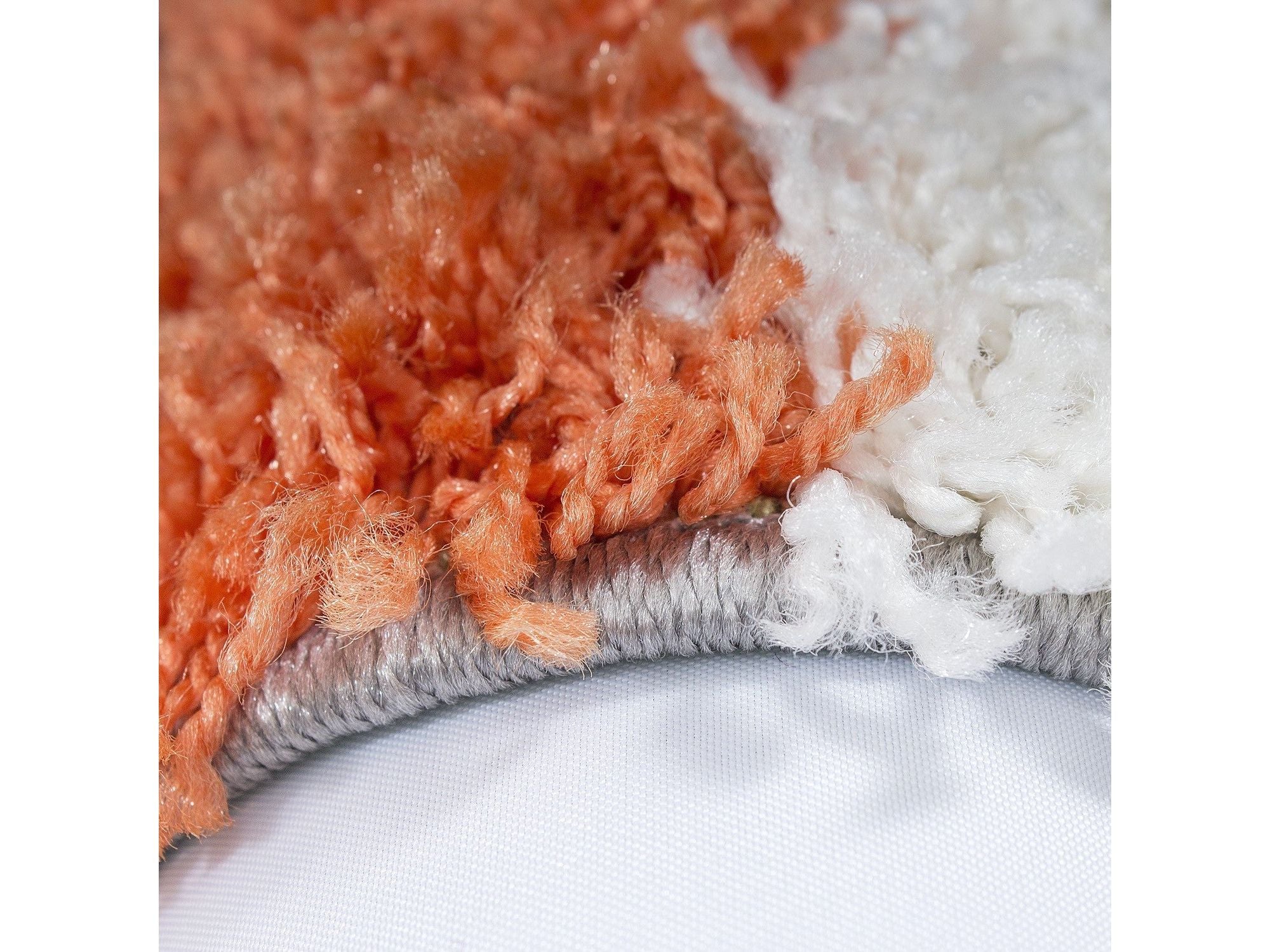 Hochflor Langflor Wohnzimmer Shaggy Teppich kariert Terrakotta Weiss Grau