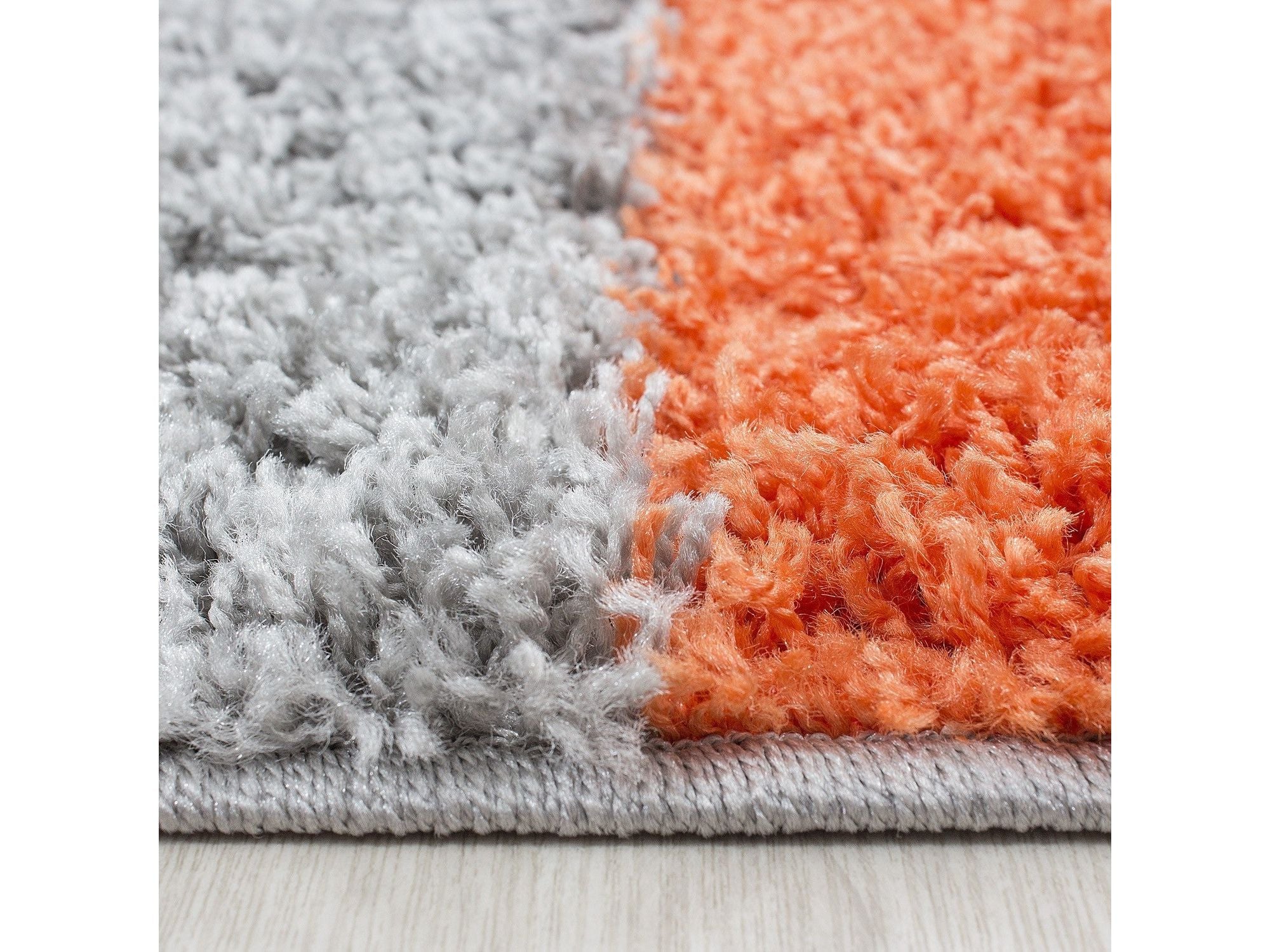 سجادة غرفة المعيشة المشعرة، ذات الوبر الطويل والوبر العالي، مربعة الشكل، بلون الطين، باللون الأبيض والرمادي