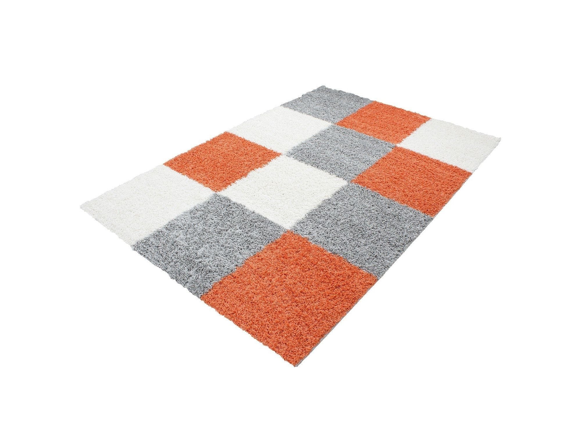 سجادة غرفة المعيشة المشعرة، ذات الوبر الطويل والوبر العالي، مربعة الشكل، بلون الطين، باللون الأبيض والرمادي